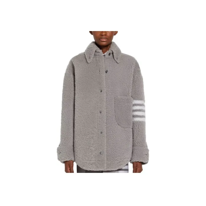 THOM BROWNE 4 Bar Buttoned Oversized Shirt Jacket