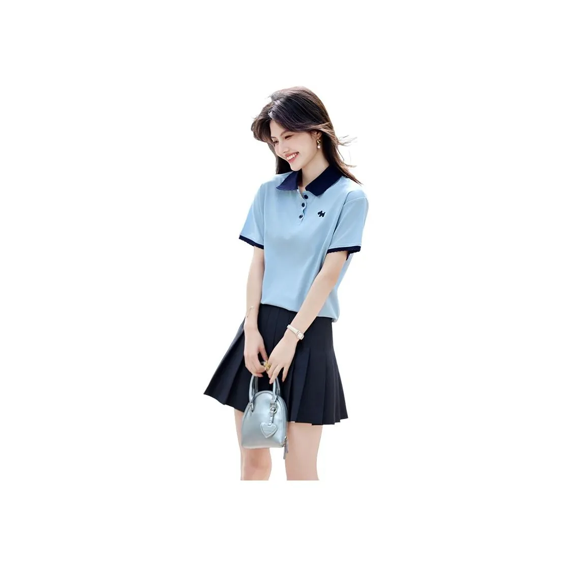 SHANGJING Темно-синий + Синий Женское Поло