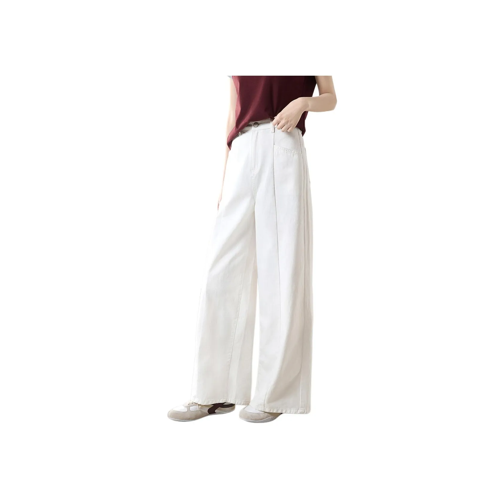Mo Han Yi Mei Jeans Women's Ice Cream White
