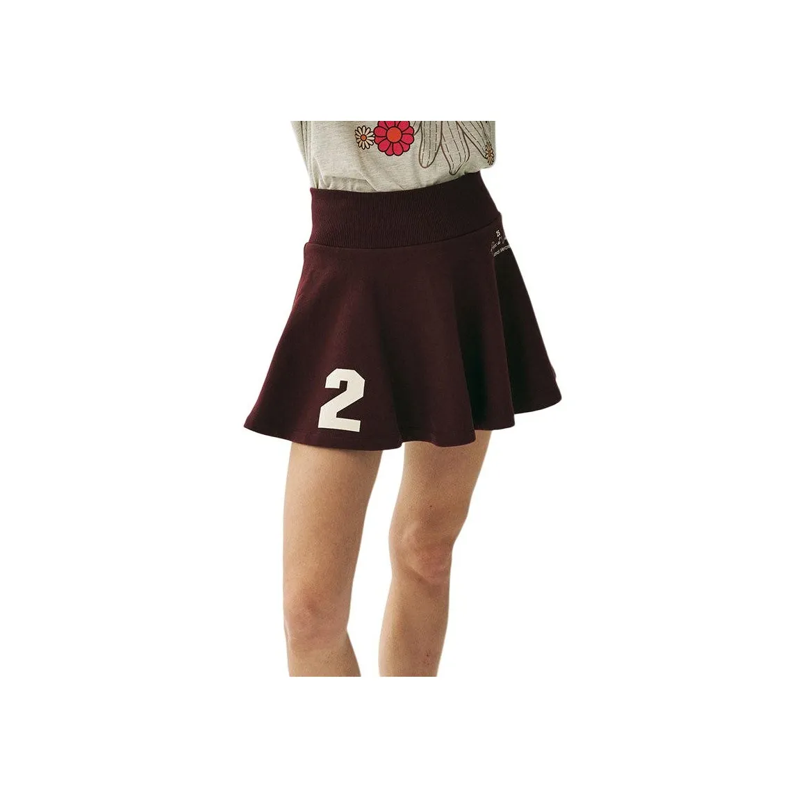 MARDI MERCREDI SS25 FLARE Мини Юбка ORIGINALIS 25_Бургунди Повседневная Короткая Юбка Корейский стиль Женская Бургунди