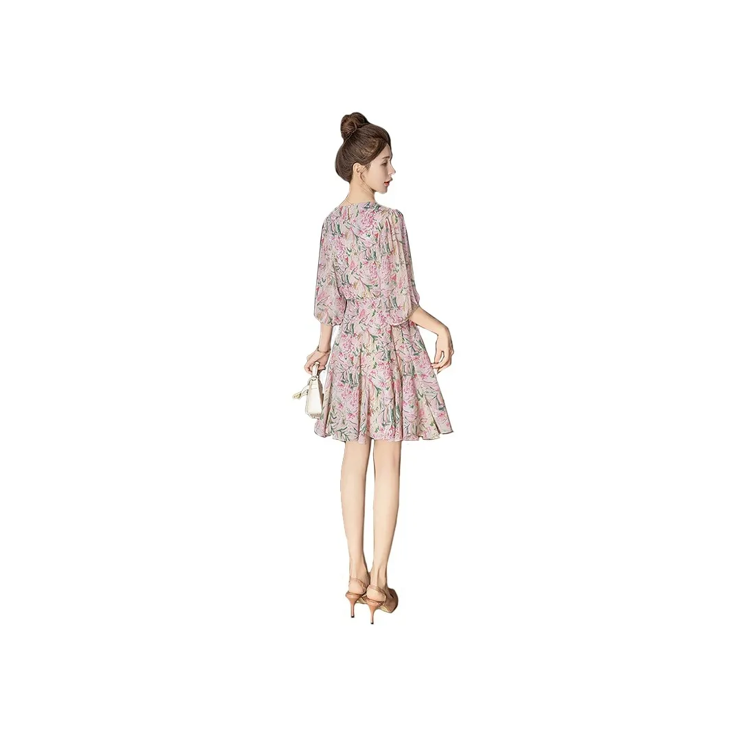 Cypress House Short Sleeved Dress Women's Pink Floral