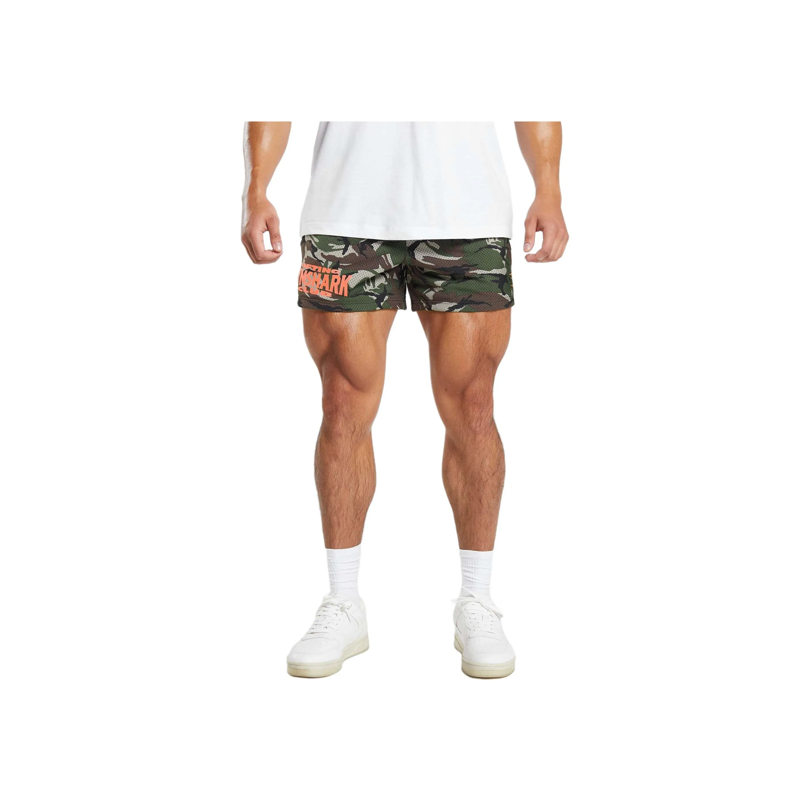 GYMSHARK LIFTING CLUB PRINTED MESH 5' SHORTS Casual Shorts Men's Olive Green