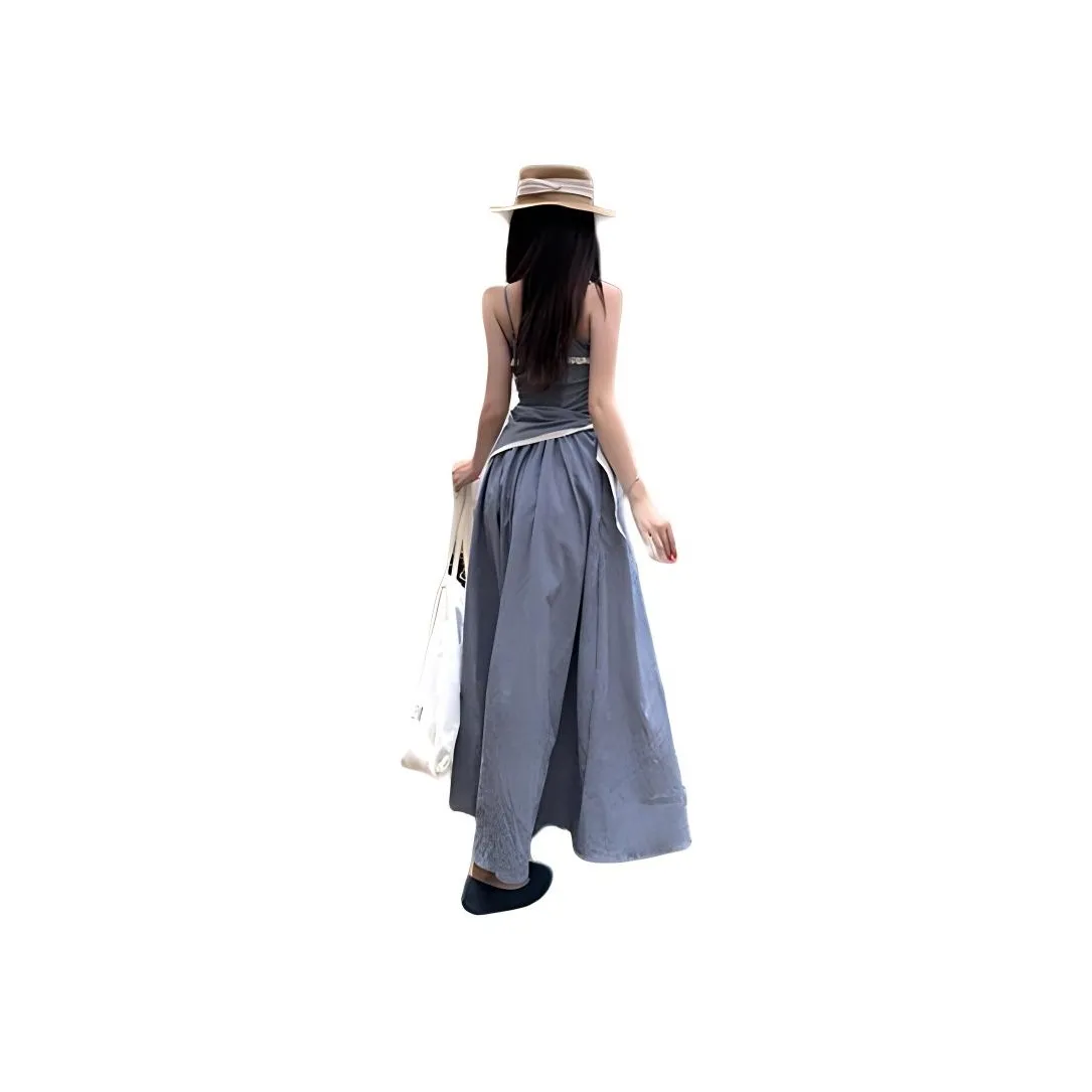 SISC Slip Dress Women's Blue+Silk Scarf
