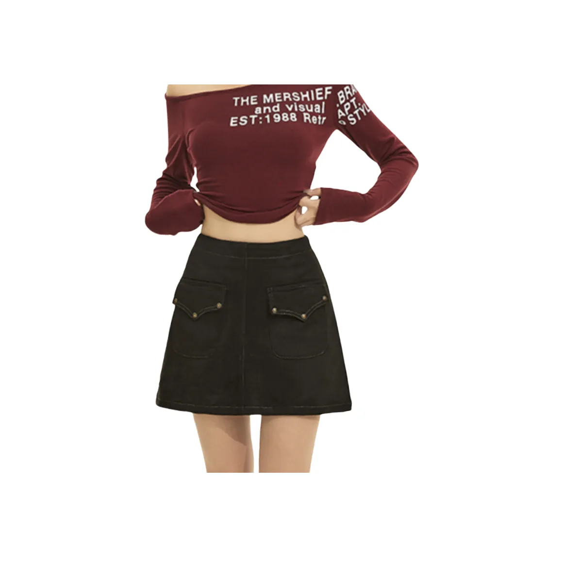 ZXZA Карго Юбки Короткие Женские Черные