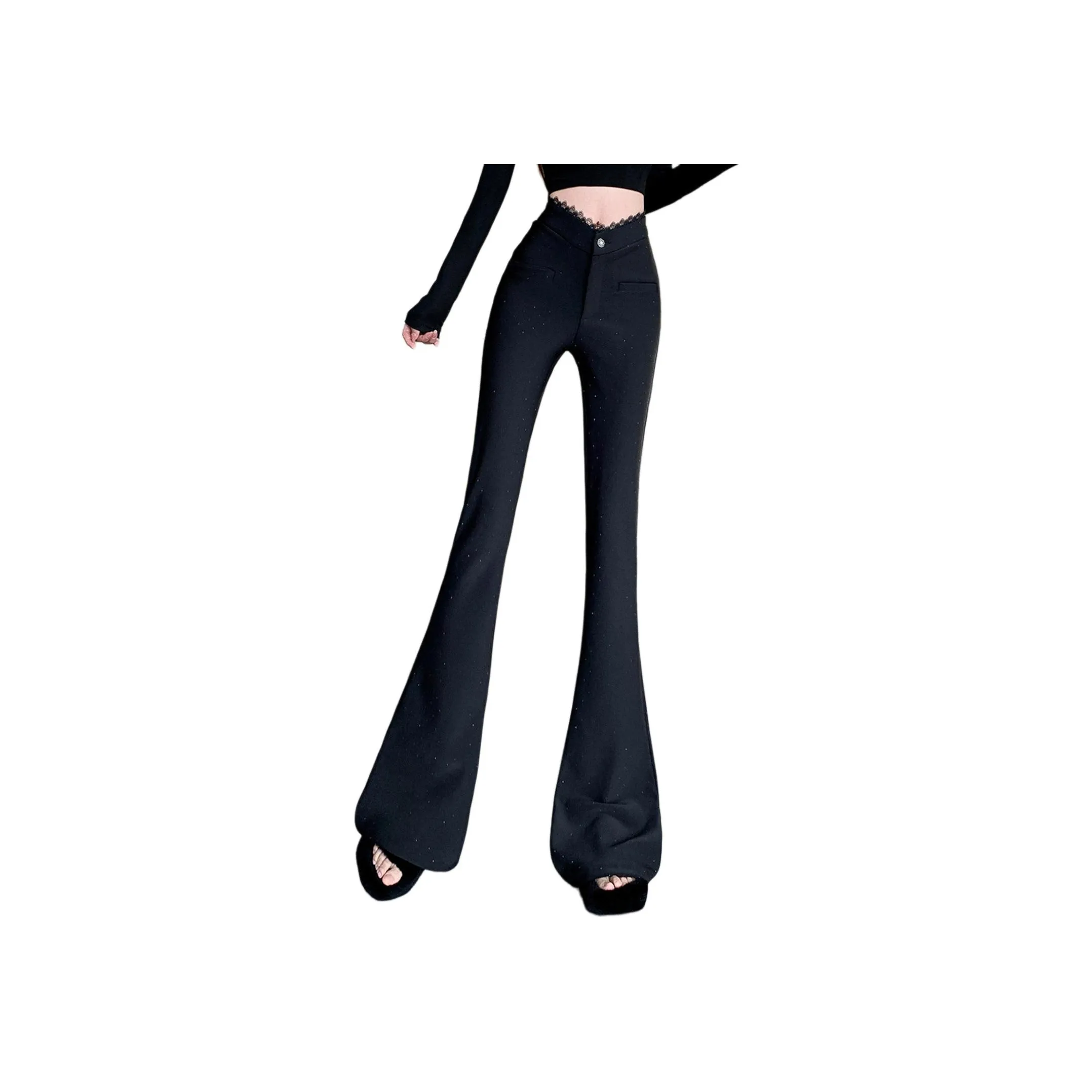 Wbwq Черные Женские Повседневные Брюки