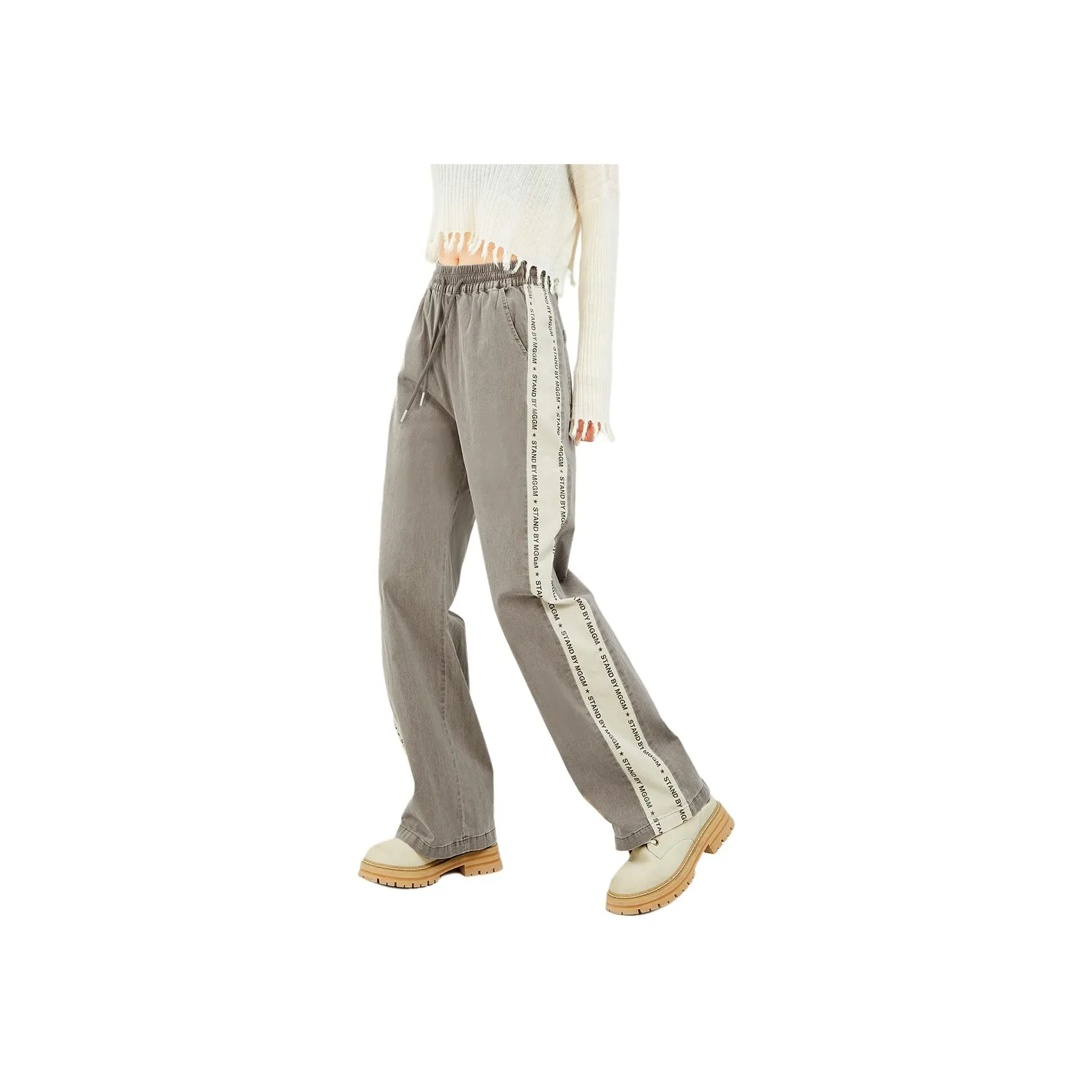 MUGUOGUOMU Spring Summer Fall Casual Pants Straight Women's Coffee