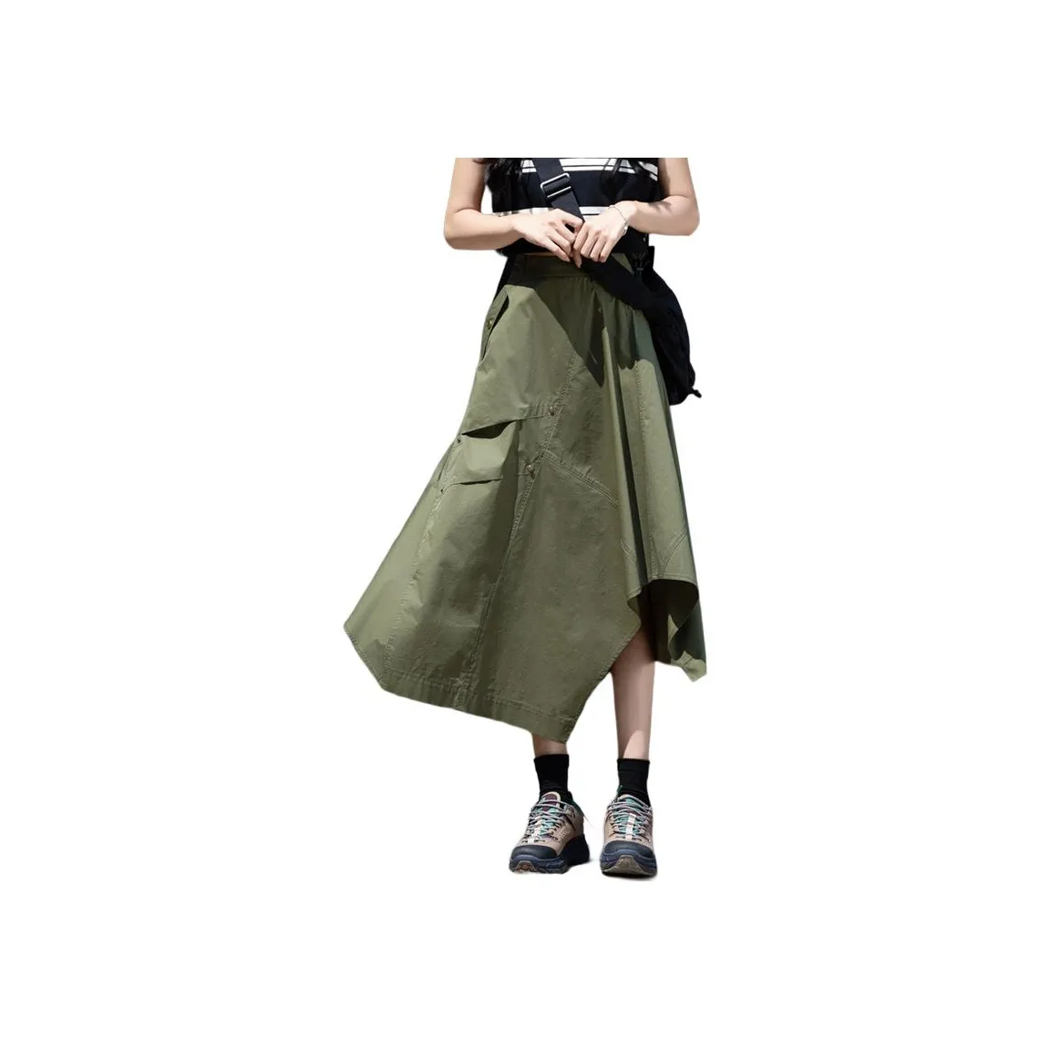 You Cow Me Pants Casual Long Skirts Women's Army Green