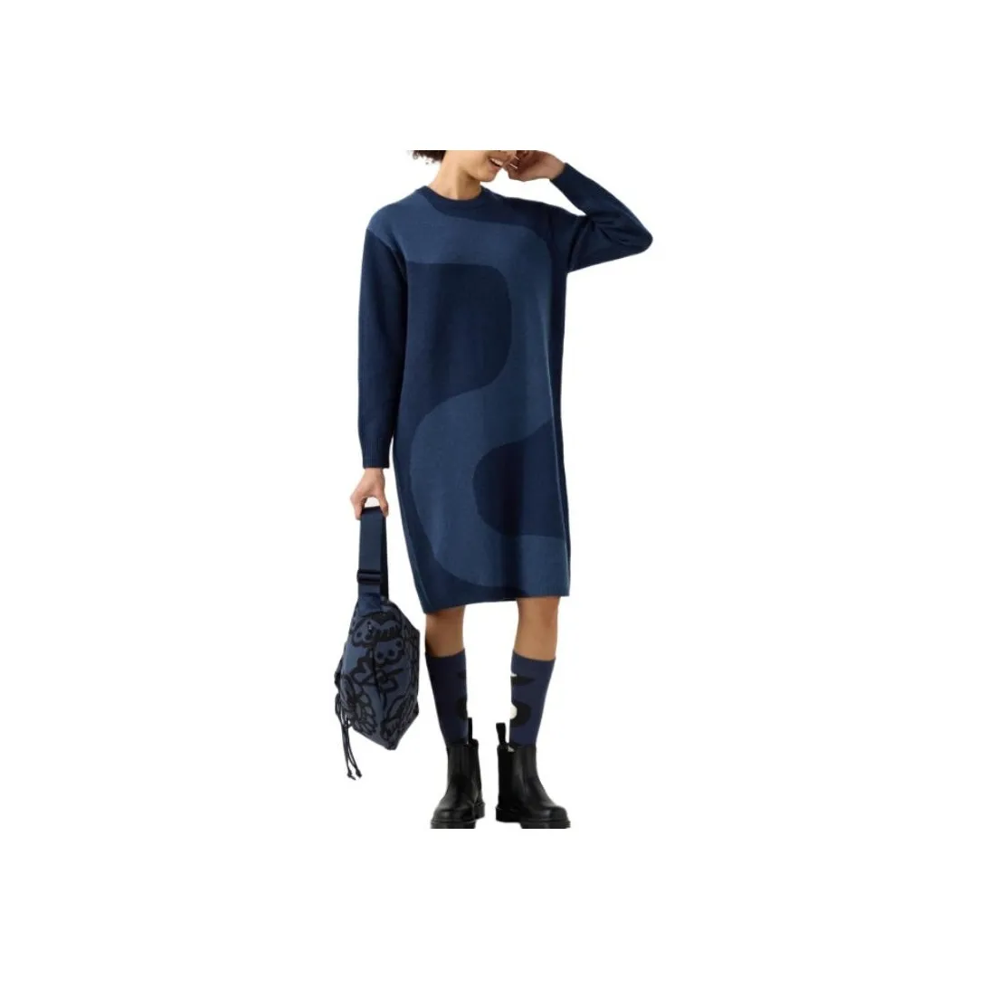 Marimekko X UNIQLO Marimekko Co-brand Long-Sleeved Dresses Women's Navy Blue