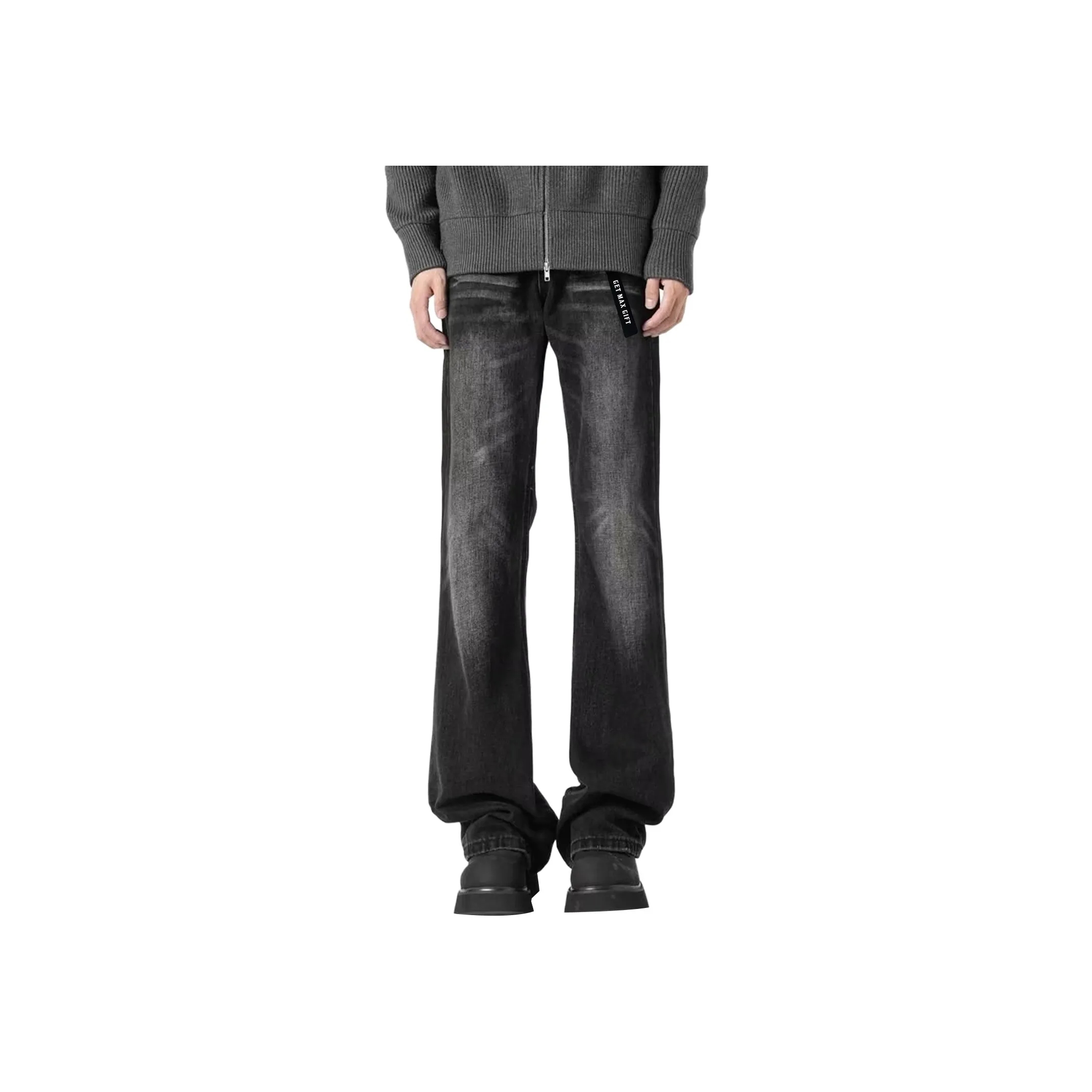 GET MAX GIFT Черный Без логотипа Пряжка Унисекс Джинсы