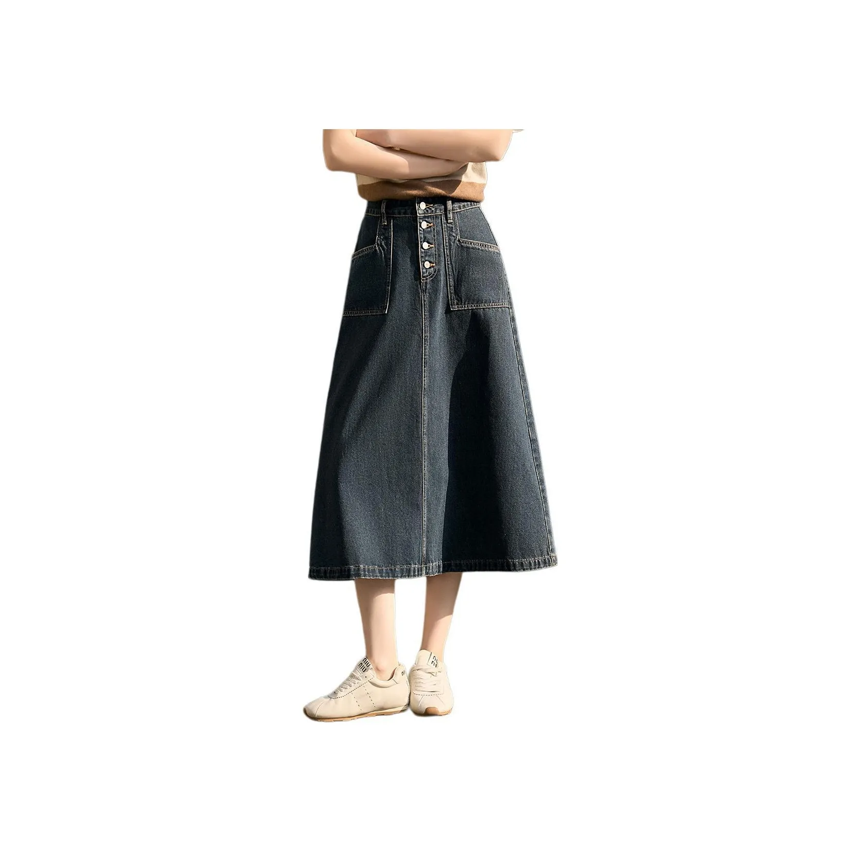 XWI Деним Длинный Юбка Женские Синий