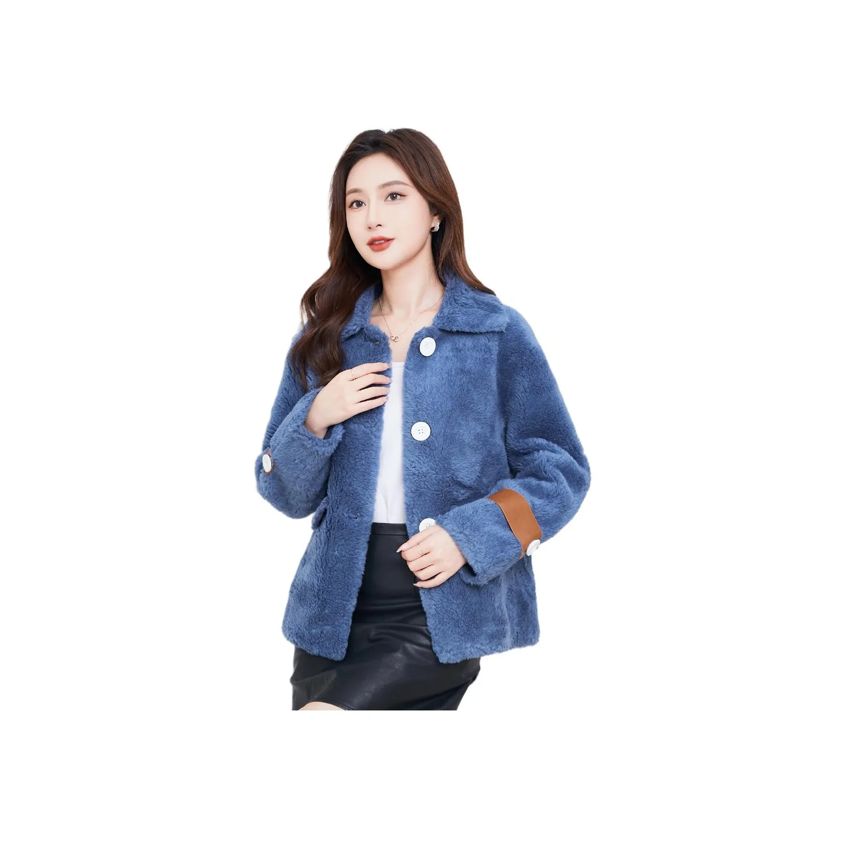 BILISISHANYANG Овчина Мех Куртка Женская