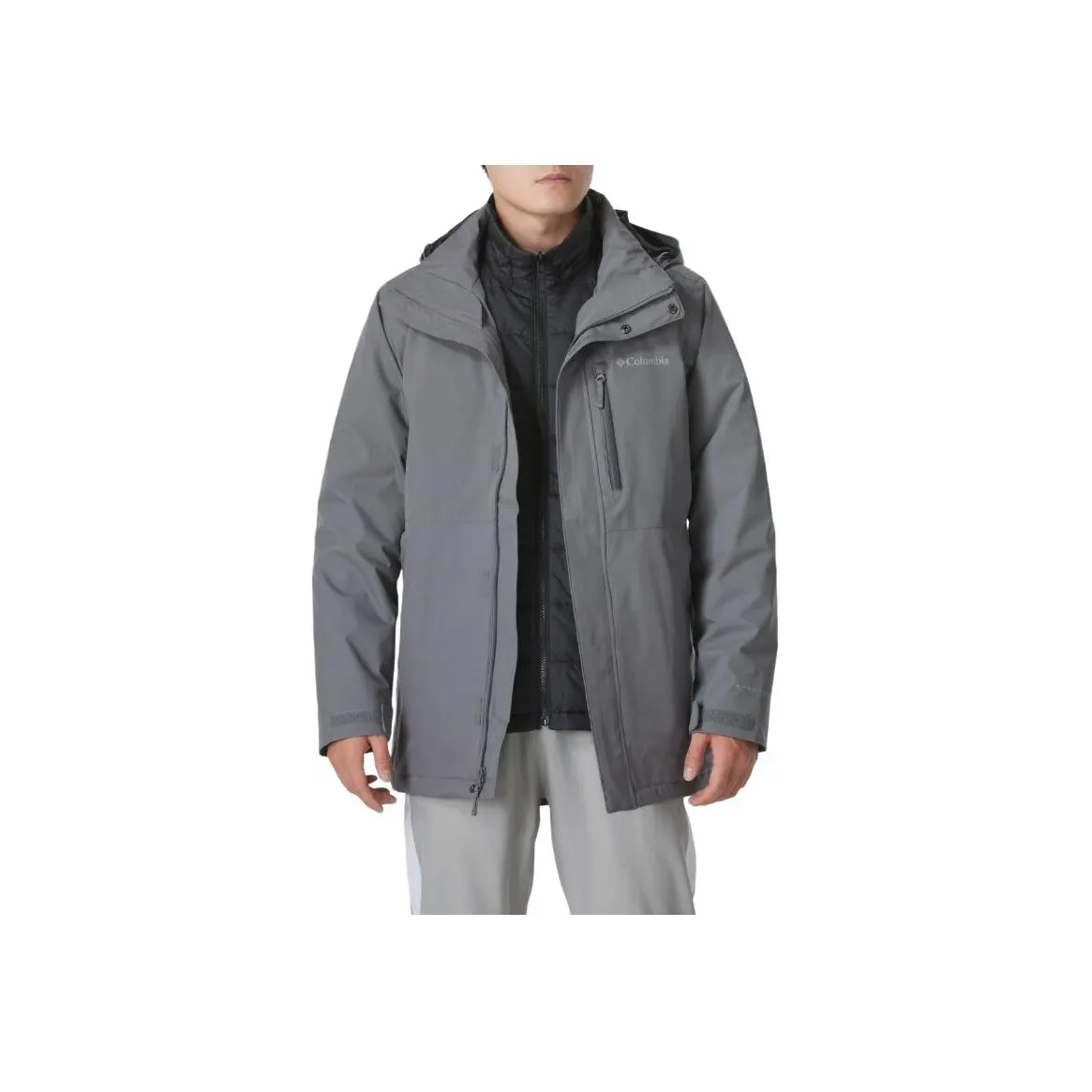 Columbia Omni-Heat Water-Resistant Windproof Warm Lightweight Windbreaker Jacket Men's Gray