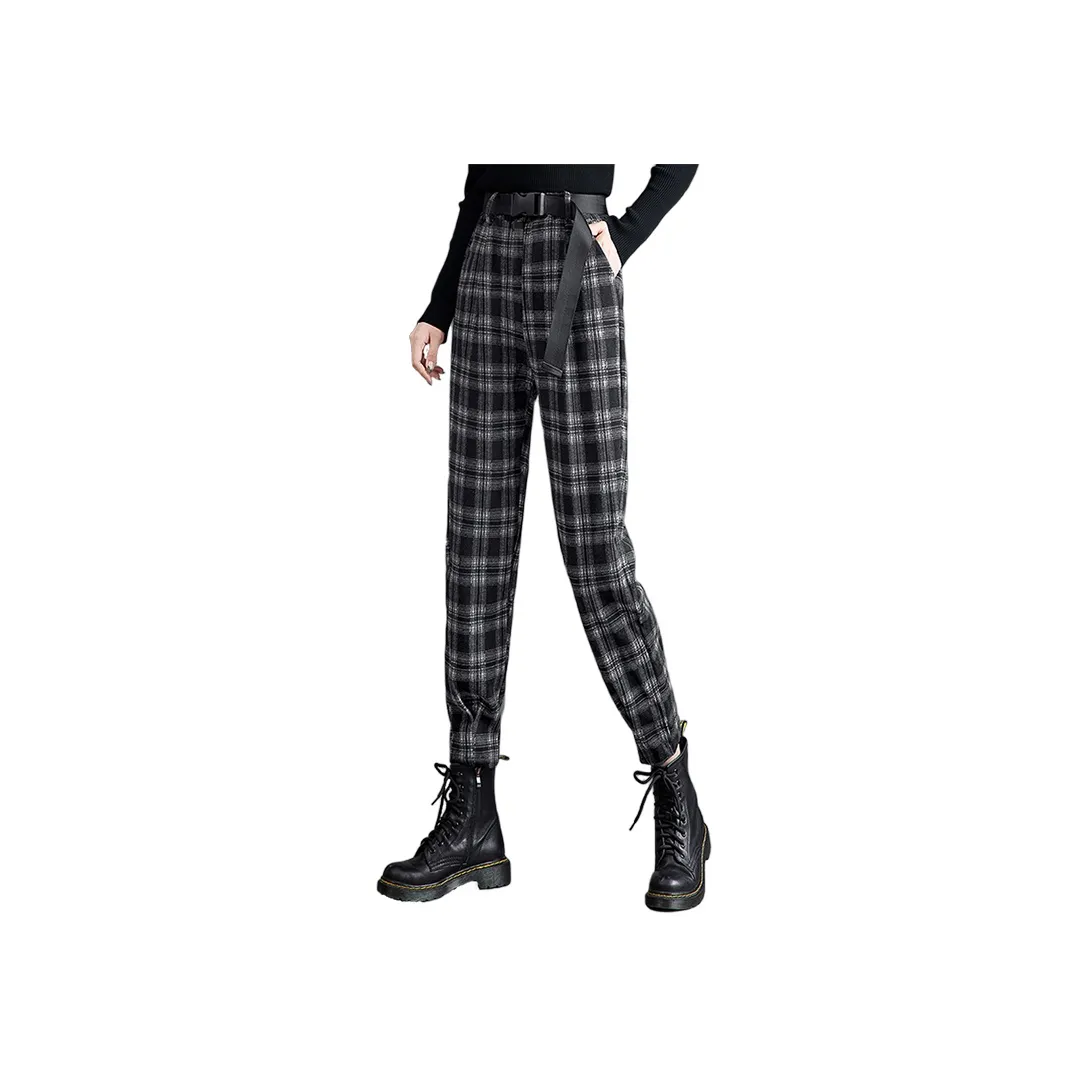 Cypress House Повседневные брюки Женские Черный Белый Клетка