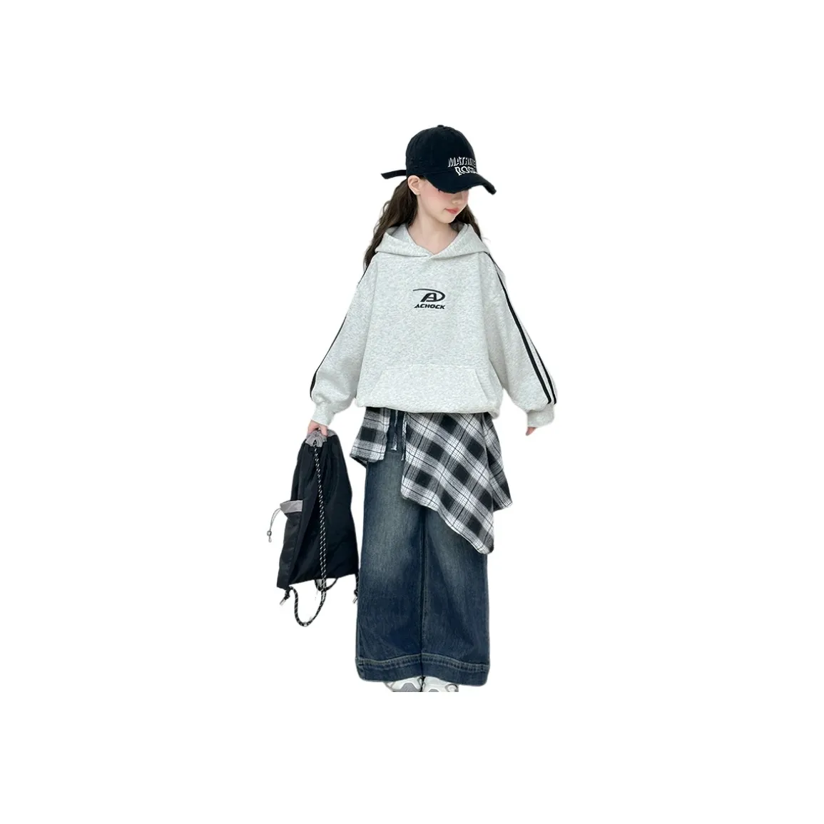 YUGUOGUO Одежда Комплекты Серый Свитшот + Джинсы с Подкладкой Юбки Школьный возраст Повседневная Спортивная Одежда