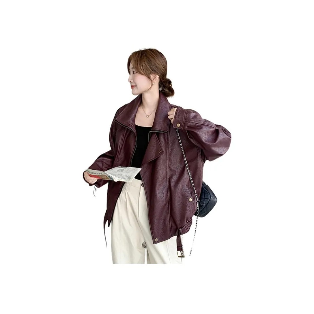 MEXICAN Бургунди Женские Кожаные Куртки