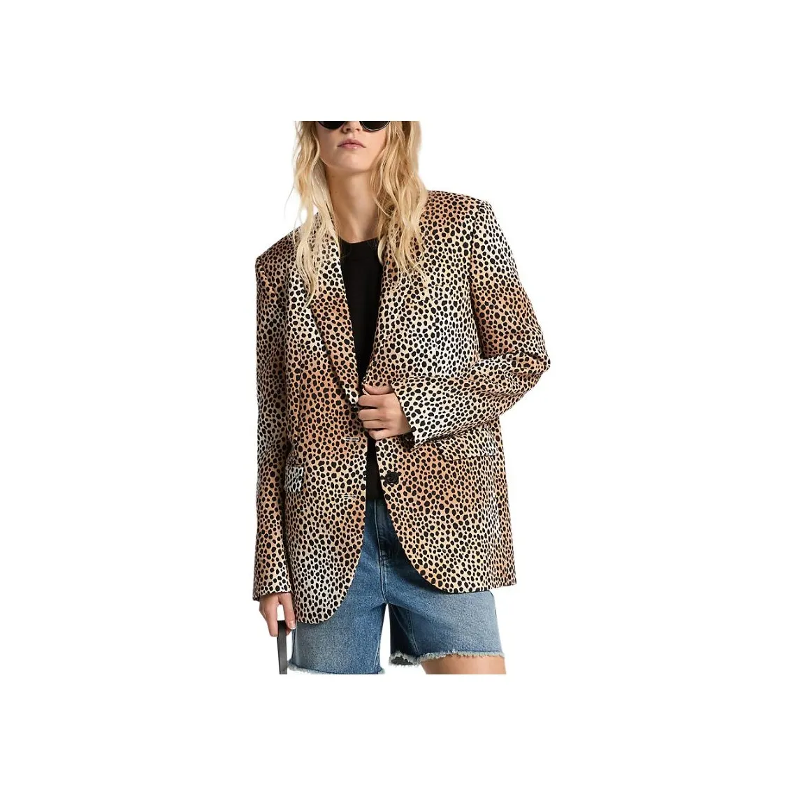 MICHAEL KORS Cheetah Print Stretch Crepe Blazer