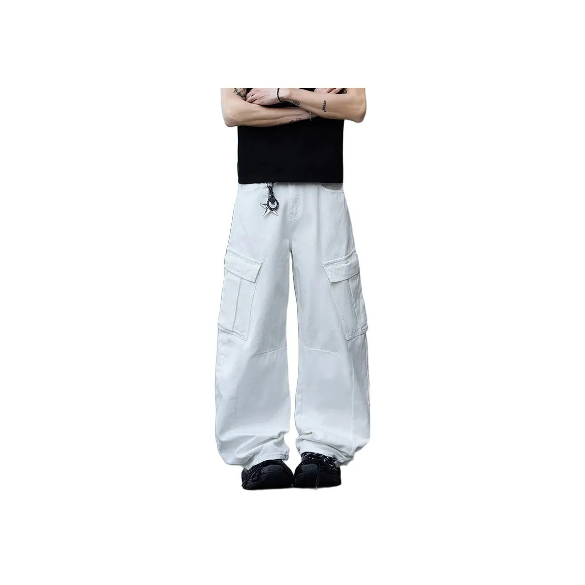 Menglaini Jeans Unisex White