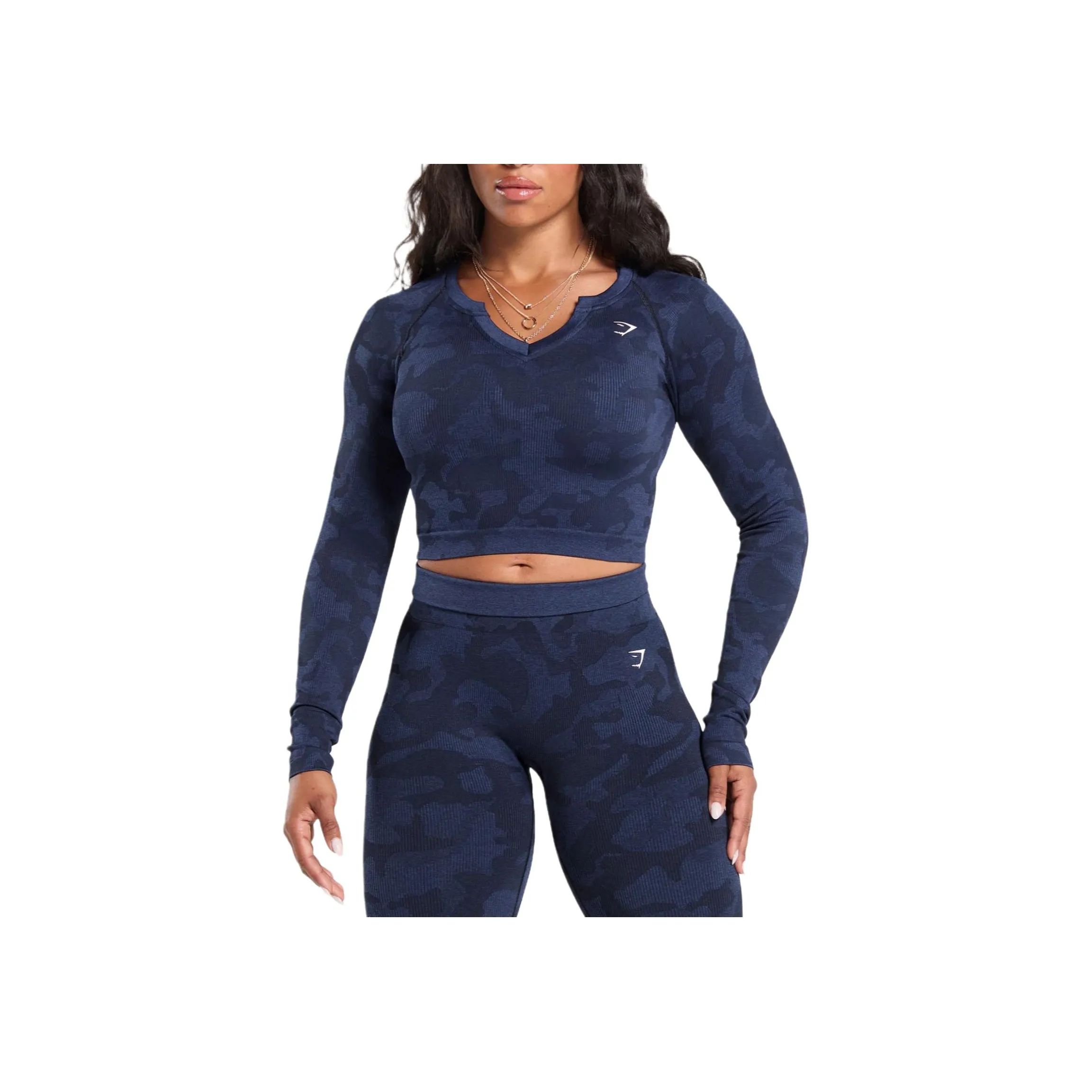 GYMSHARK Реглан рукав T-рубашка Женская Темно-синий