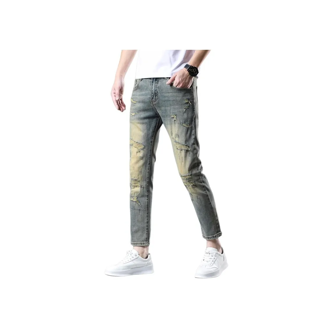 JIKENDI Винтажные синие джинсы Ankle, мужские