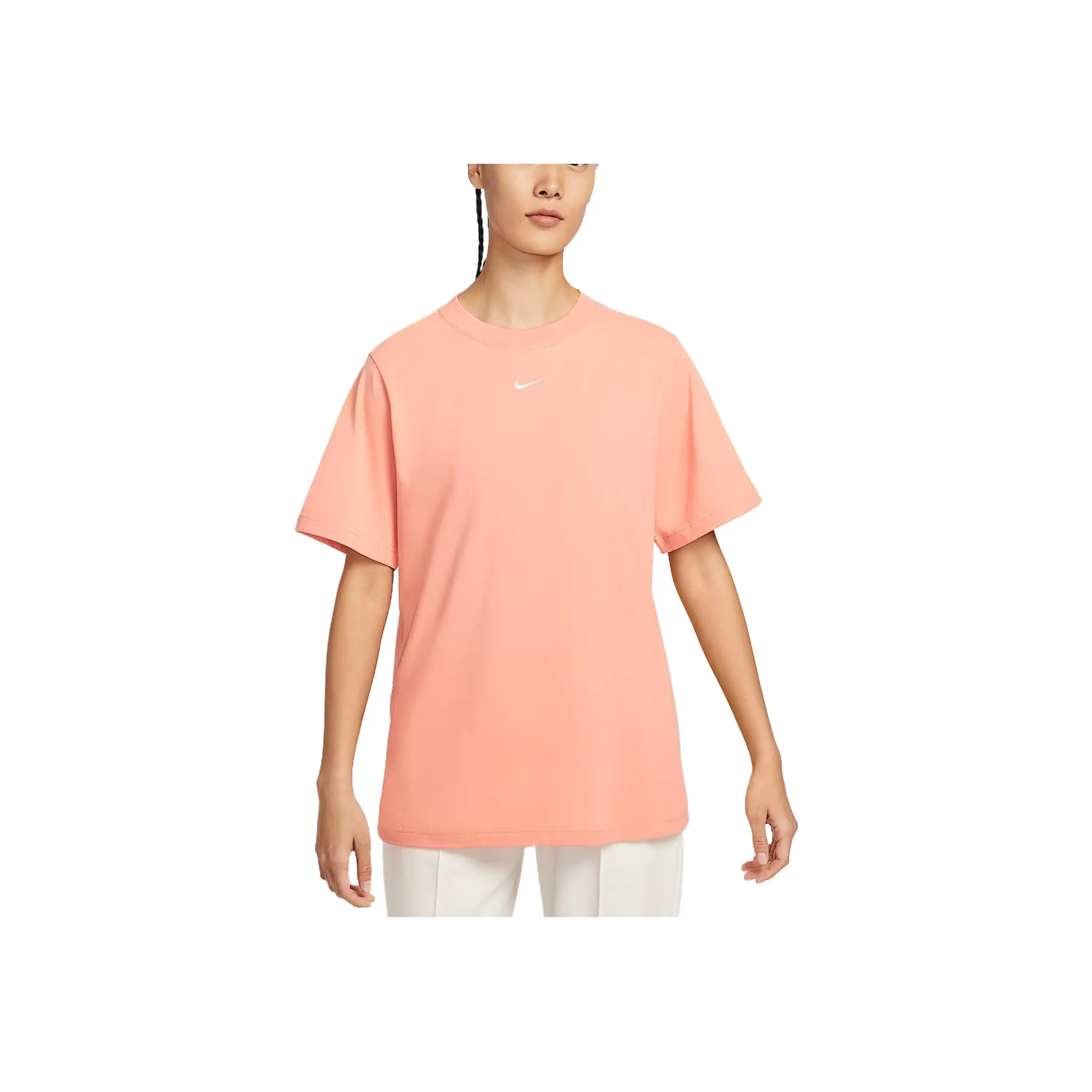 Nike Swoosh T-рубашка с рукавом-трубкой женская светло-оранжевая