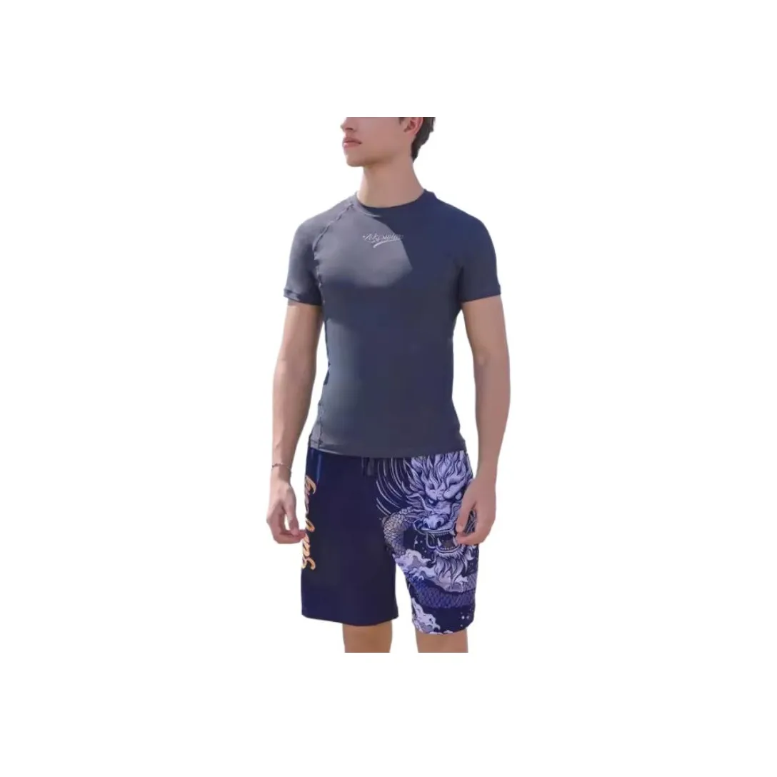 ZOKE Плавки Мужские Глубокий Синий Китайский Дракон Цветочный Дизайн