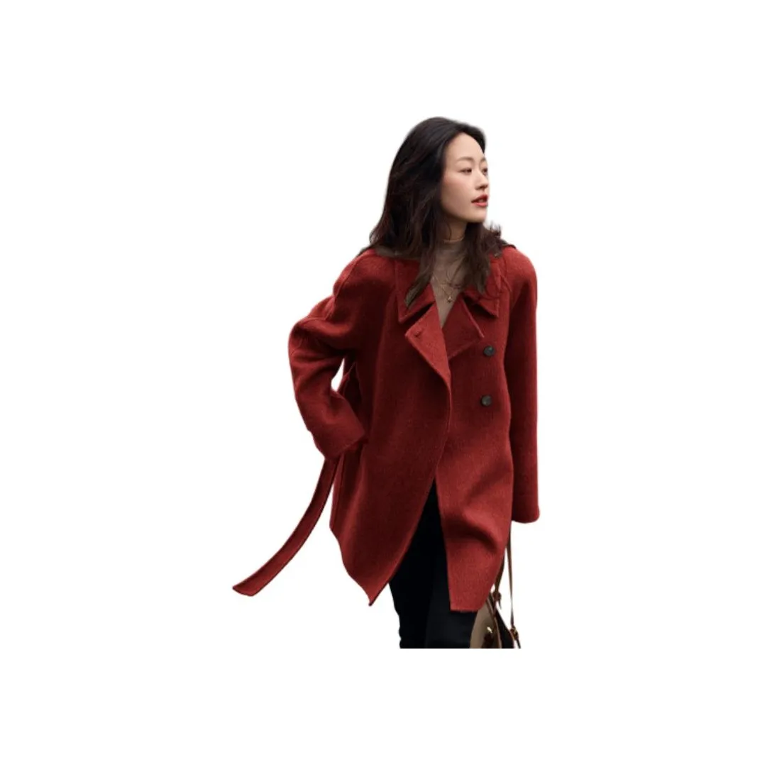 Mo Han Yi Mei Пальто Женское Бордового цвета