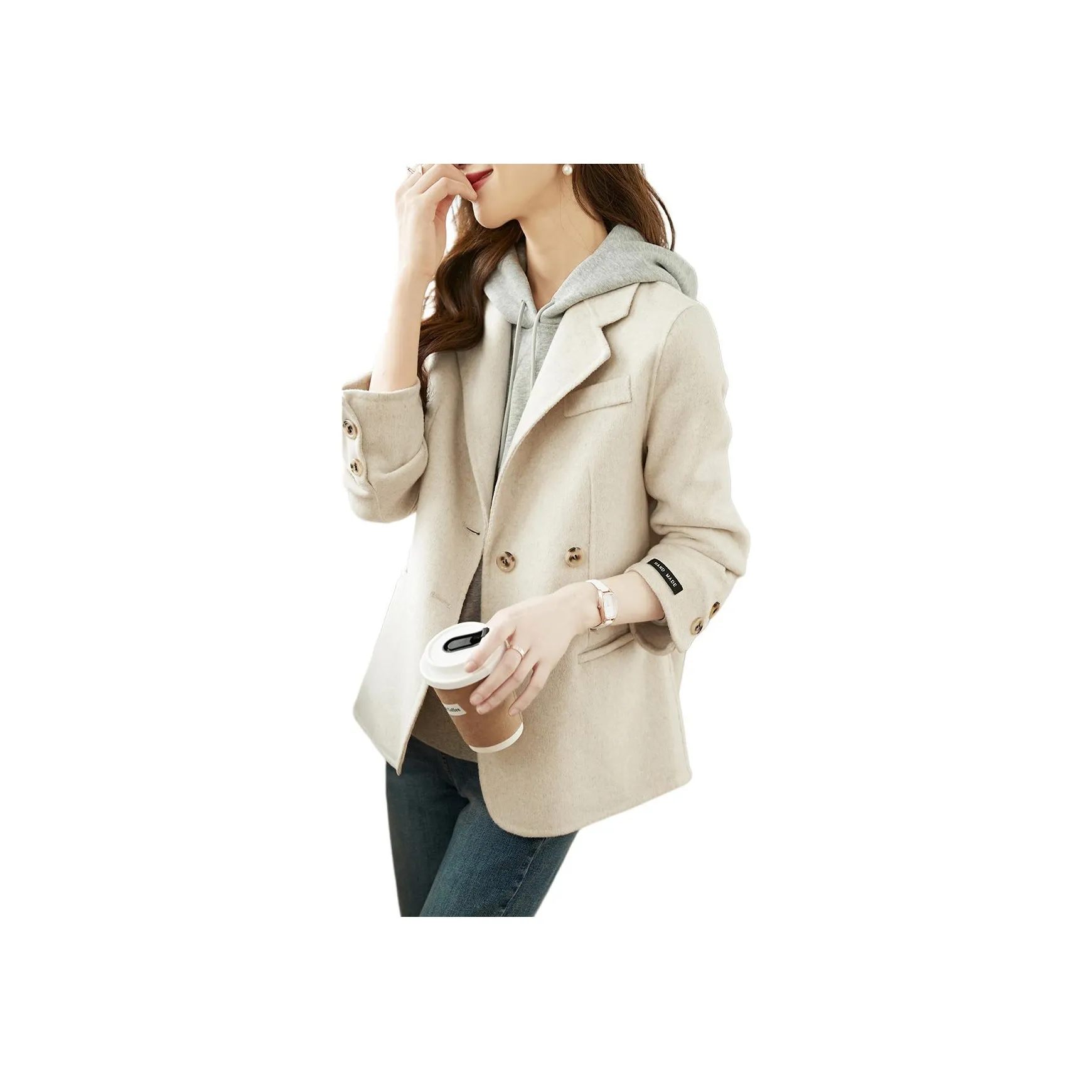 Mo Han Yi Mei Coats Women's Beige