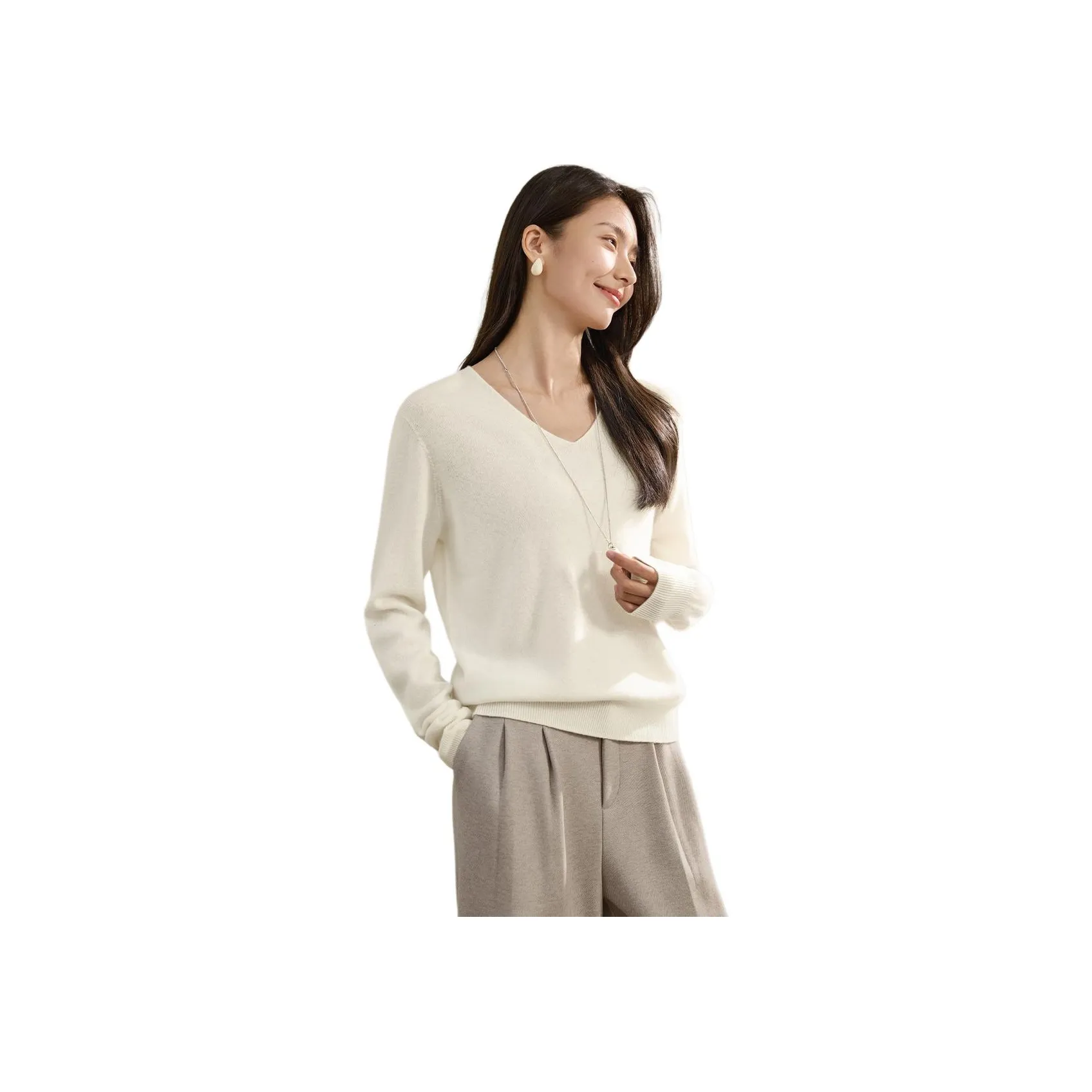 IHIMI Кремовый Белый Женский Свитер