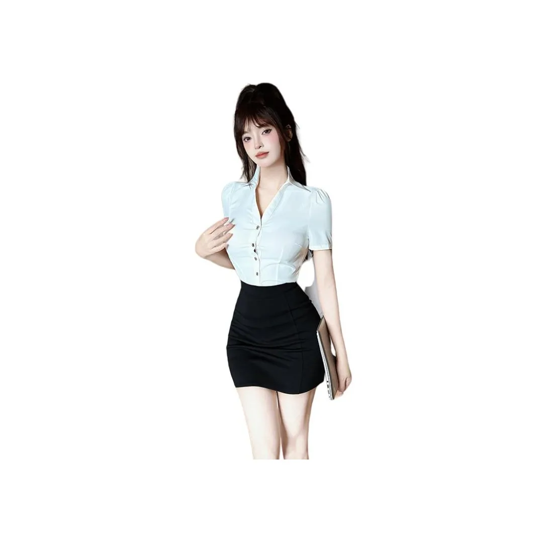 DGMZ Uniforms Women's White Shirt+Black Skirt Clothing Set