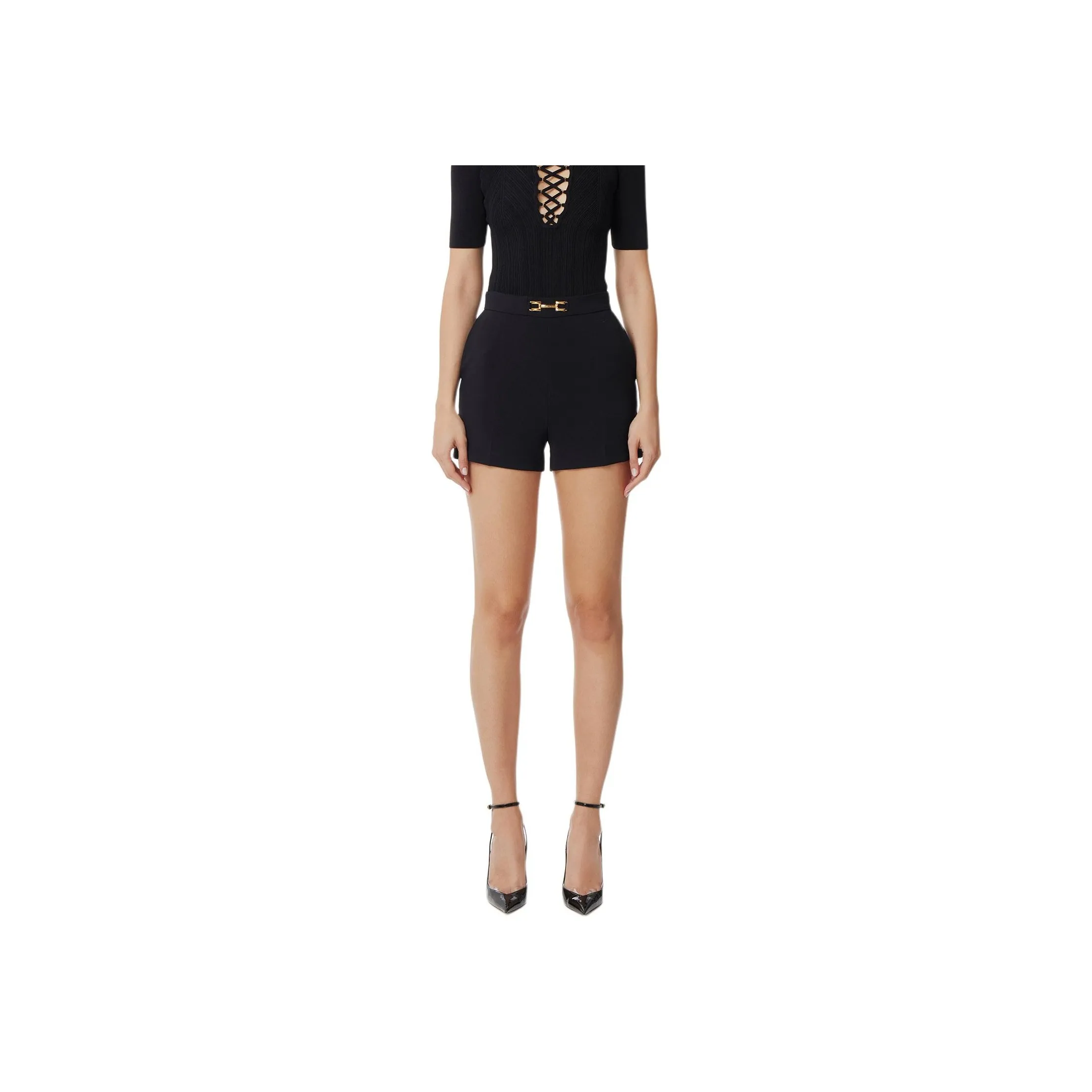 Elisabetta Franchi Logo Plaque Flap Shorts