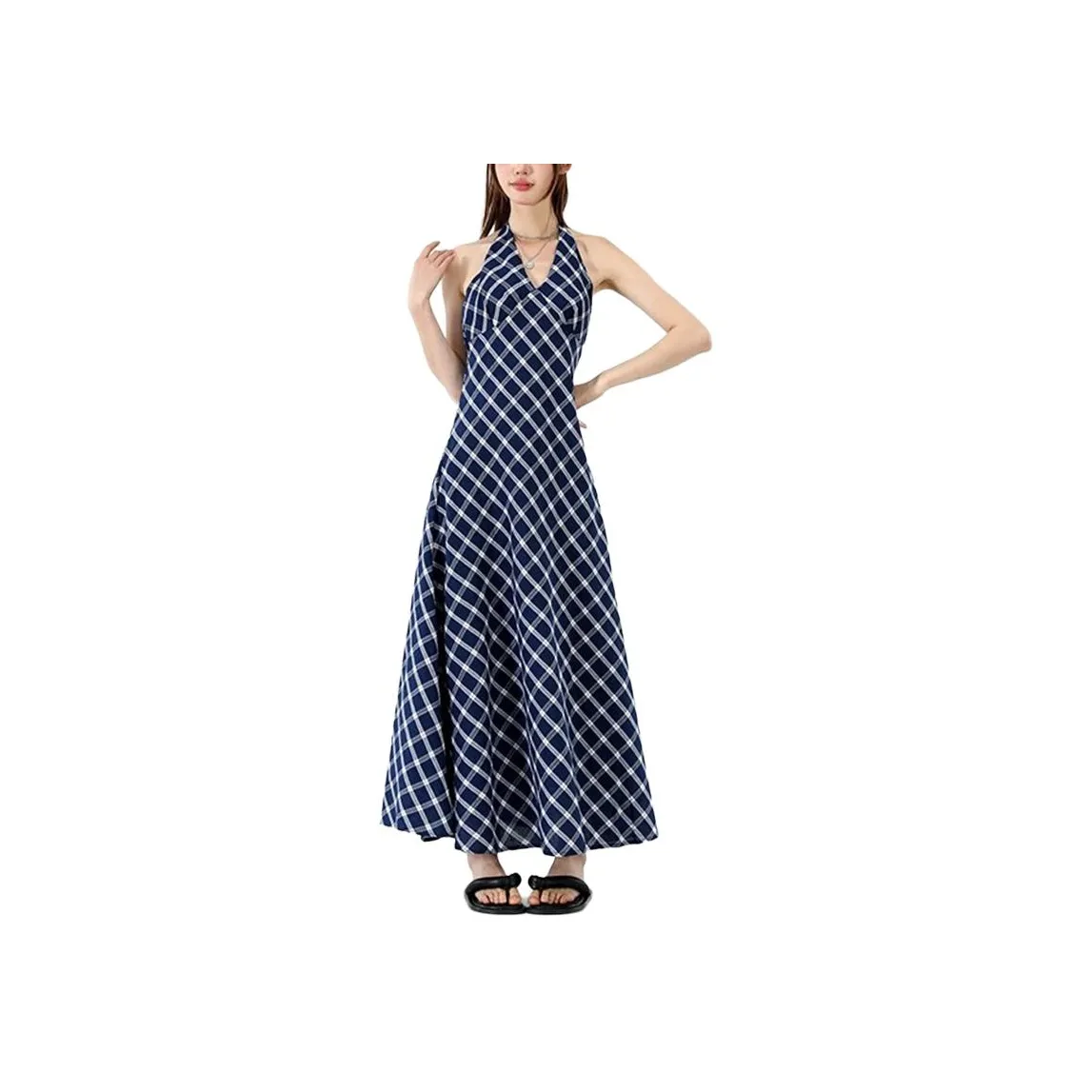 FOREVER 21 Slip Dresses Women's Blue Plaid