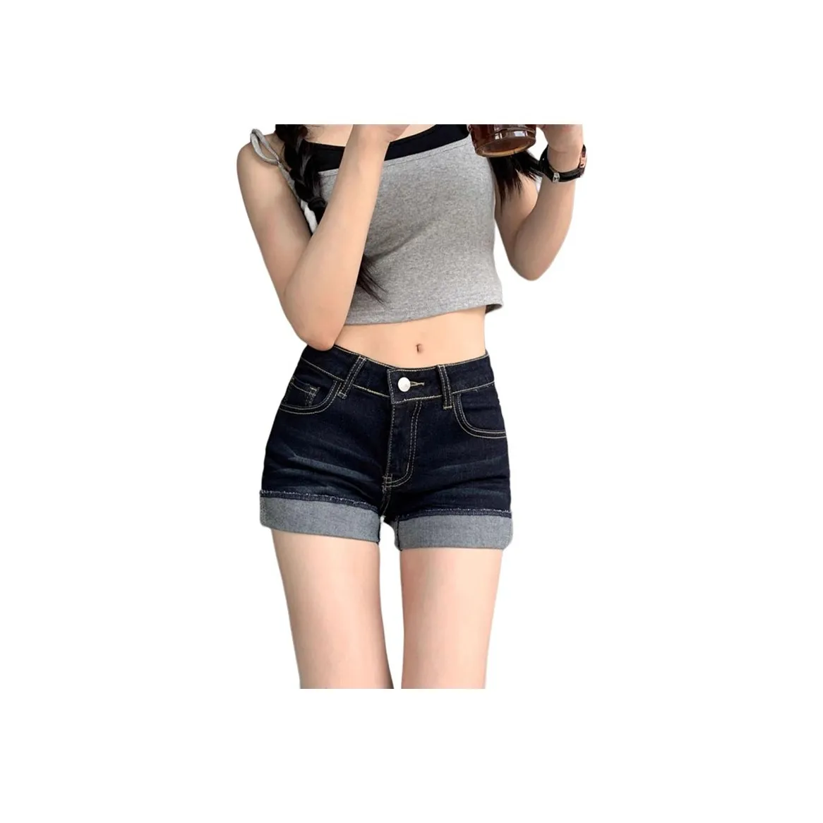 CARQ Темно-синие Женские джинсовые шорты