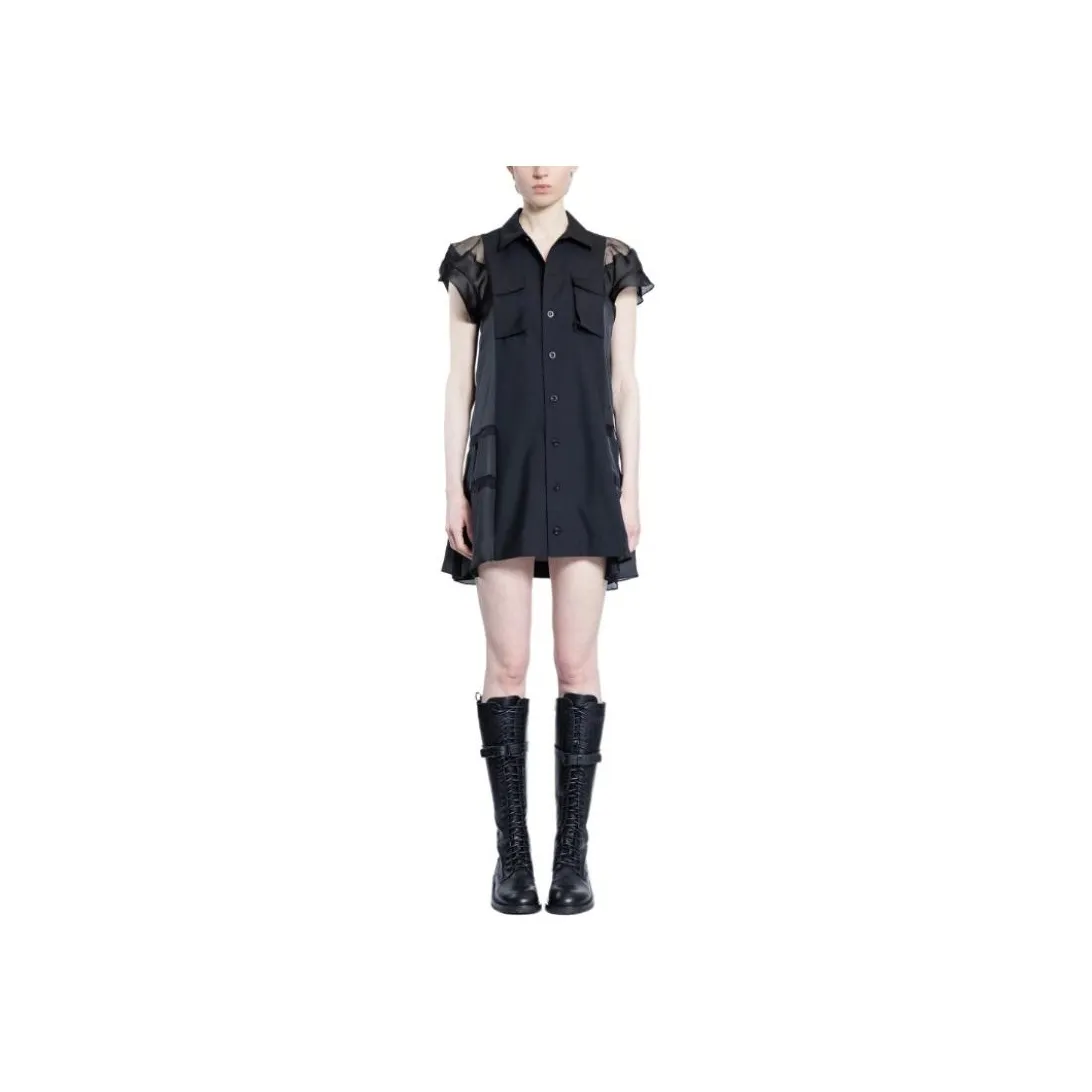 Sacai Short Sleeved Flared Mini Dress