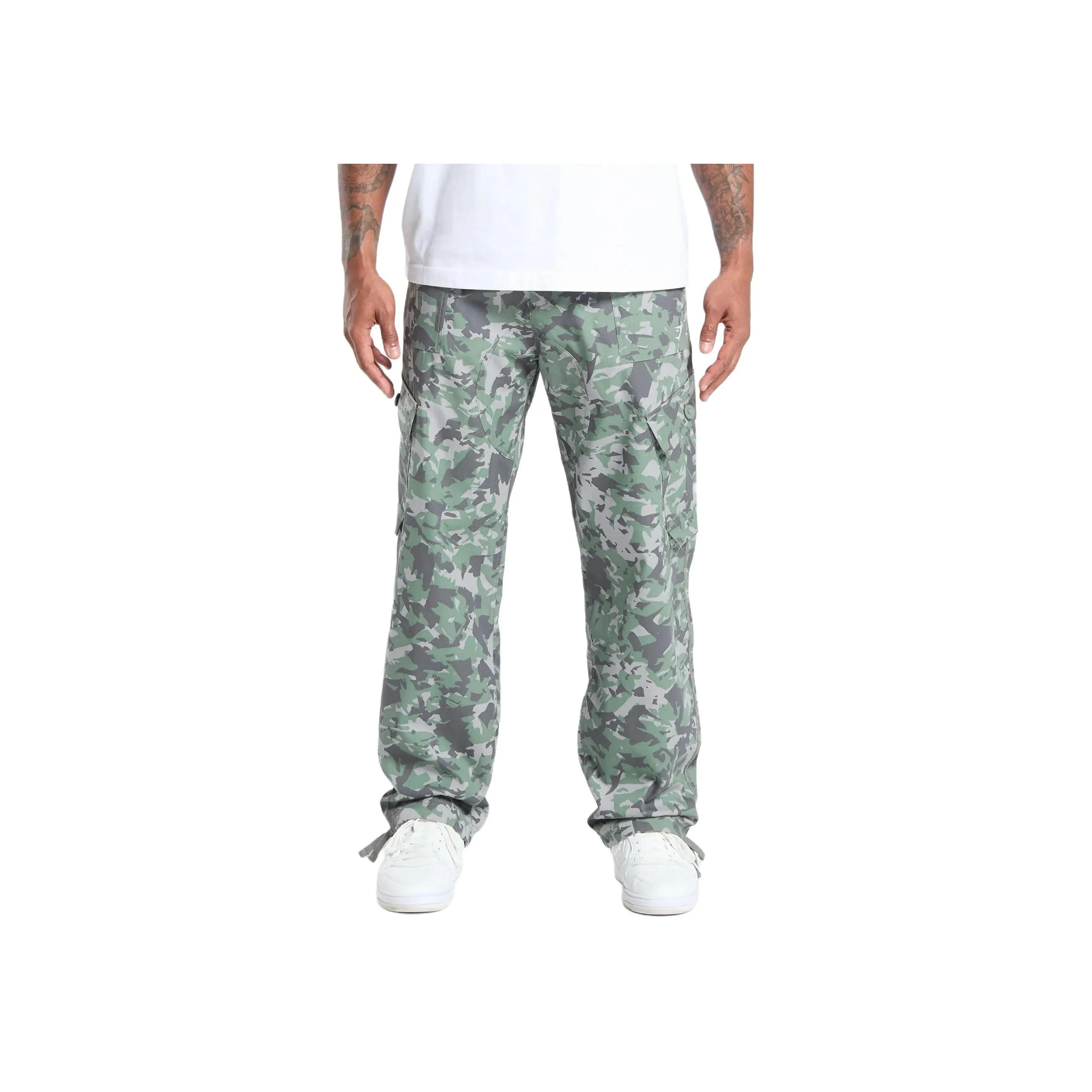 GYMSHARK Camo Print Ткани вязаные Cargo Pants Мужской Зеленый