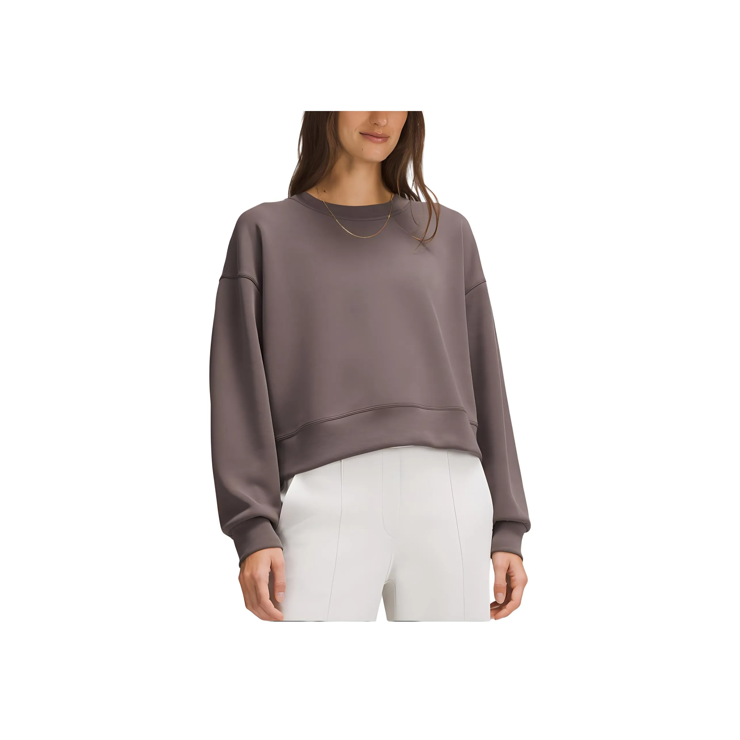 Lululemon Softstreme Cropped Crew Sweatshirt Women's Espresso
