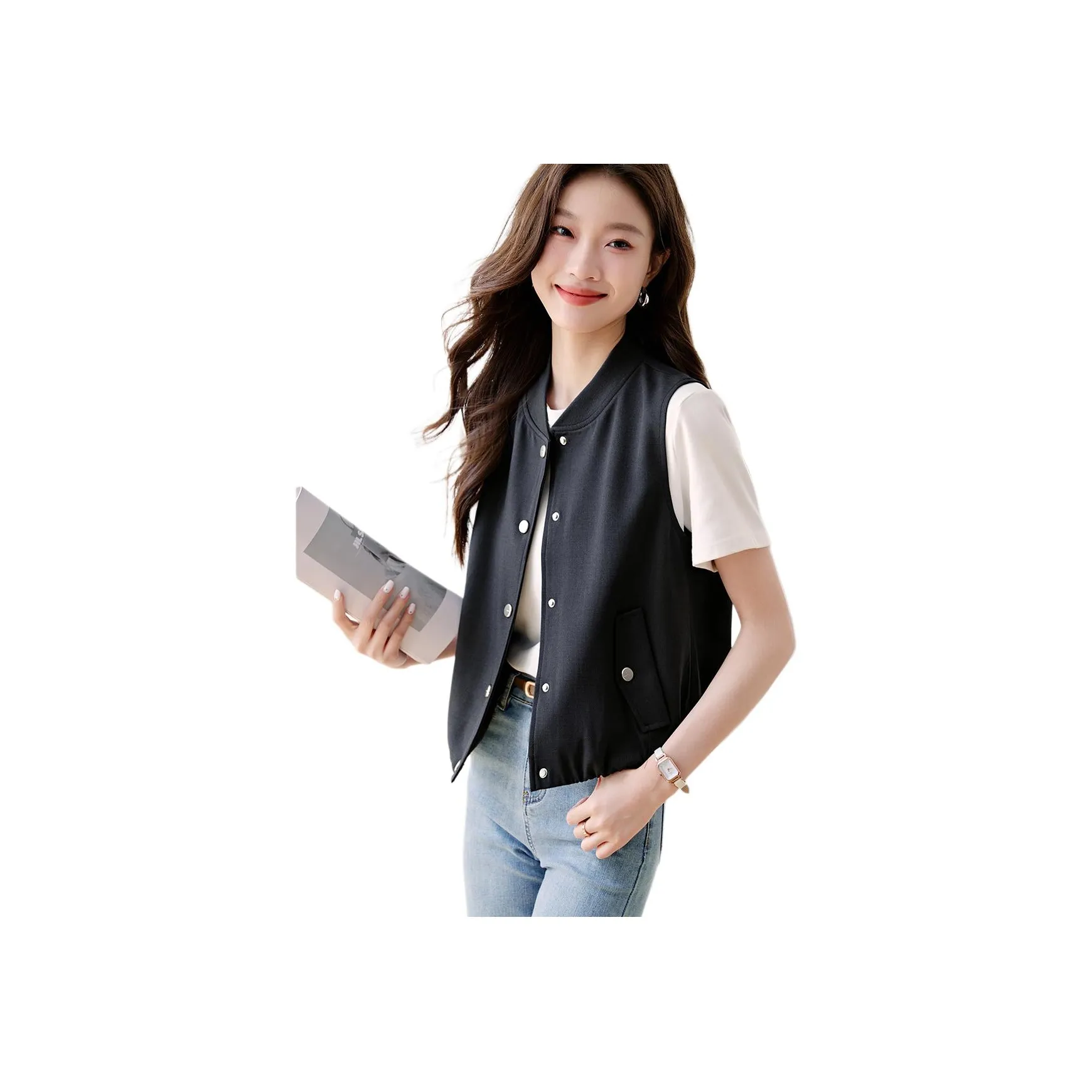 Mo Han Yi Mei Темно-серый Женский жилет