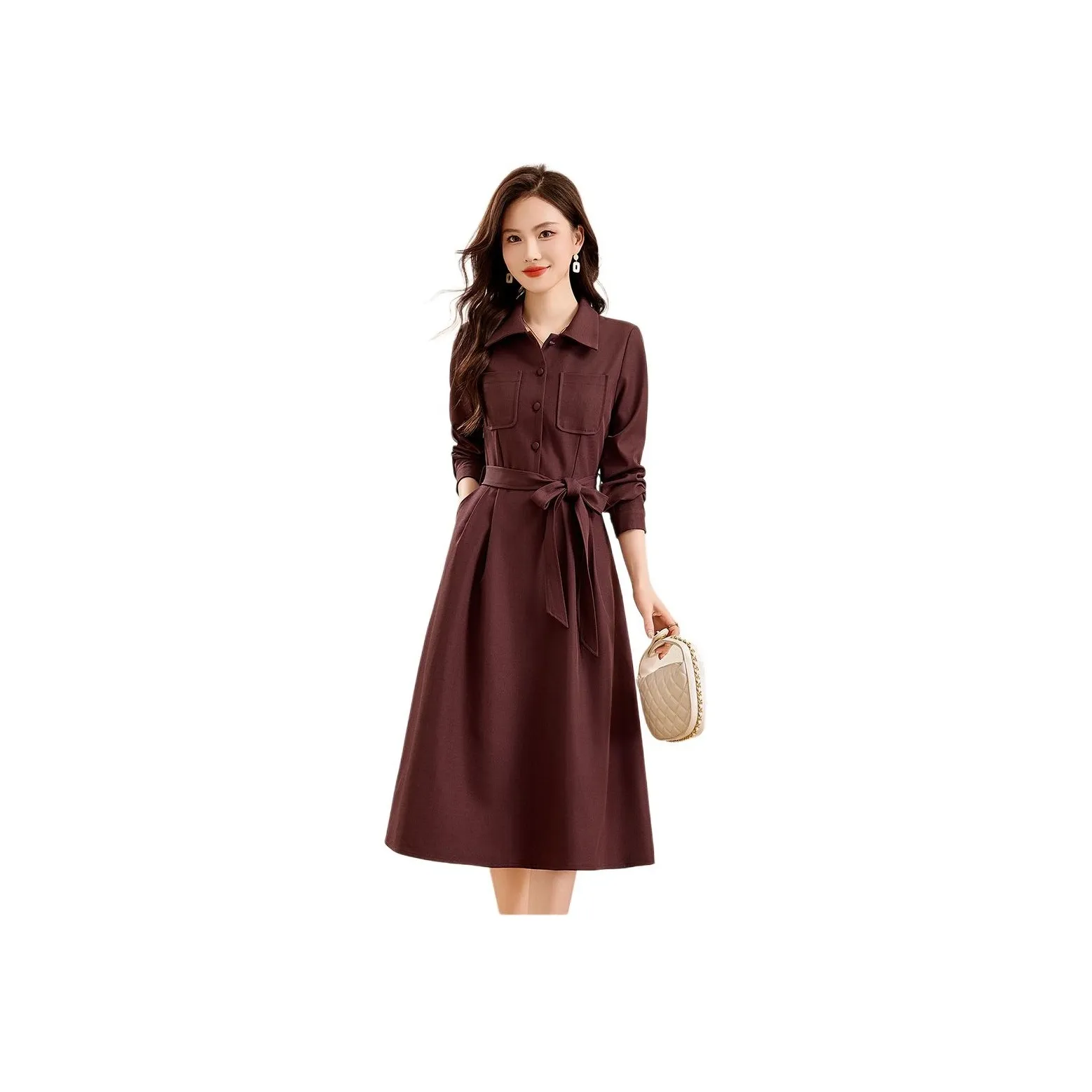Fele.d Long Sleeved Dress Women's Ancora Red