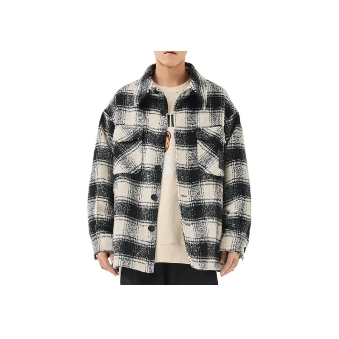 TSMLXLT Куртки и пальто унисекс черный и белый в клетку
