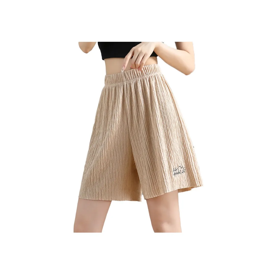 JEANSWEST Resort Style Solid Color High Rise Knee Length Pants Outerwear Thin Petite Summer Women's