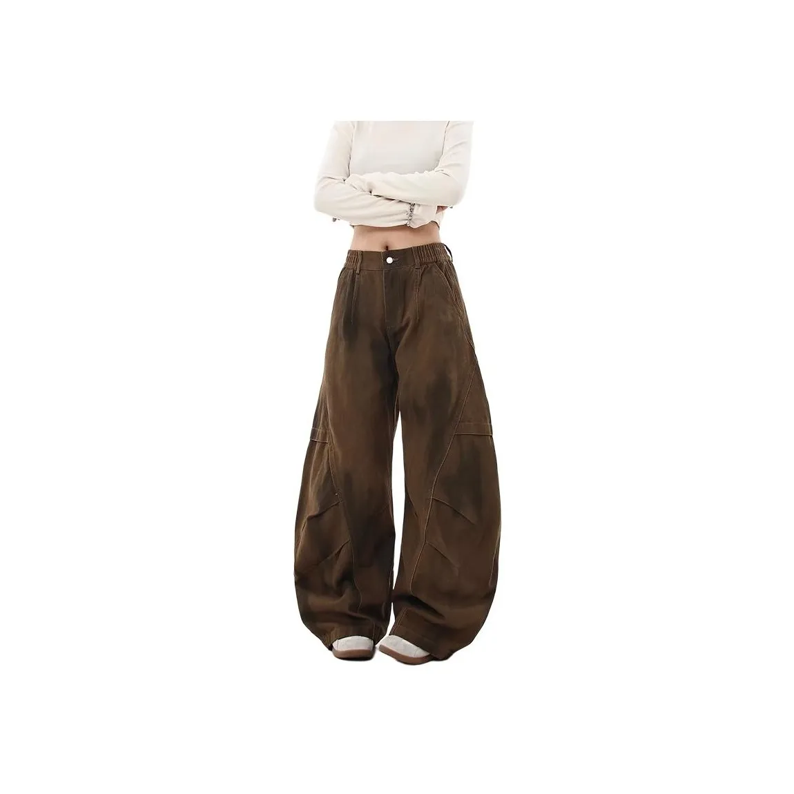 DJ.SPIRIT Casual Pants Unisex Brown