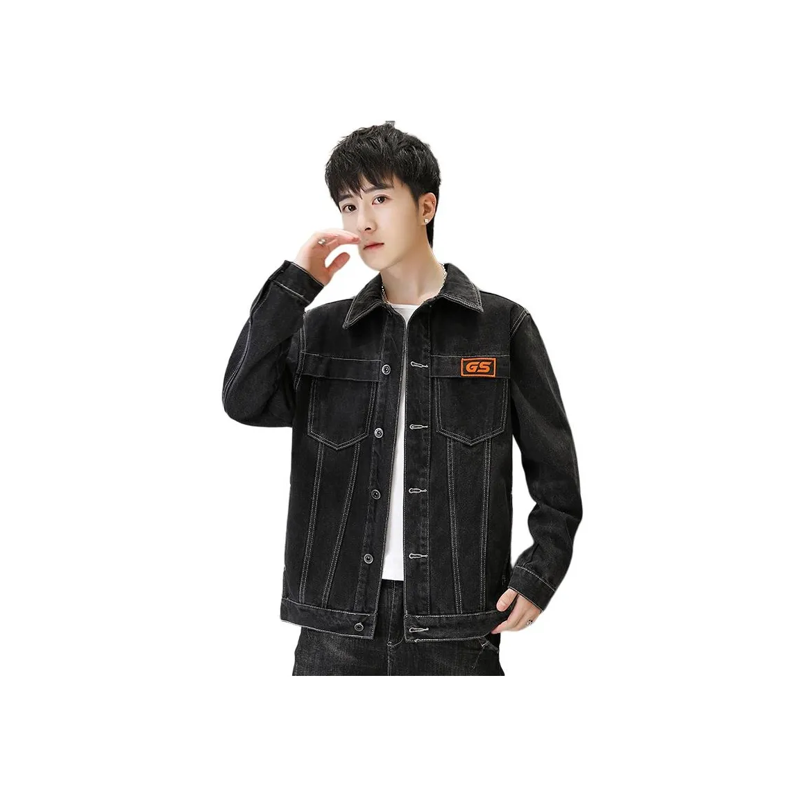 TAIZILONG Черный Мужской Джинсовый Куртка