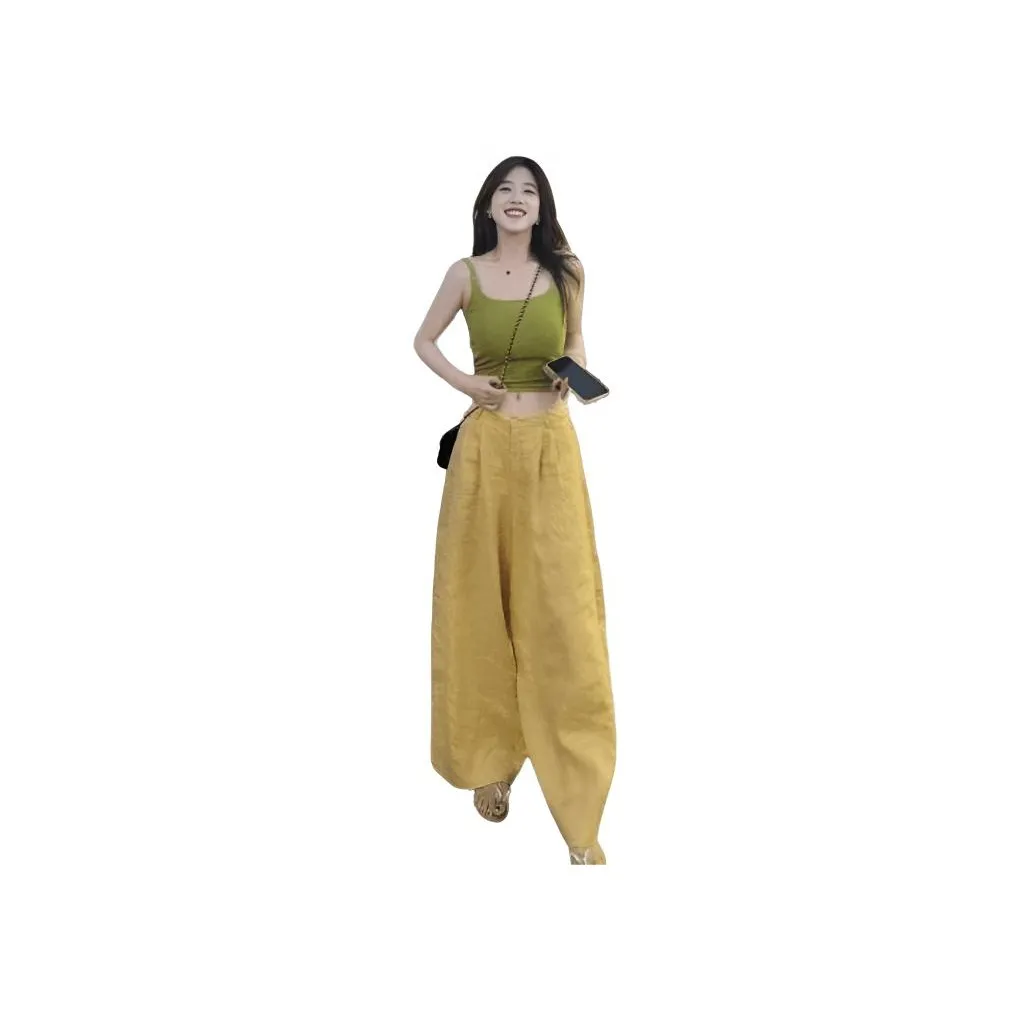 PARKYEON Зеленый топ на бретелях + брюки повседневный костюм для женщин