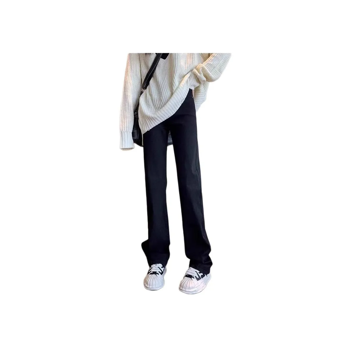 DanerWang Jeans Women's Black [Fleece-Lined]