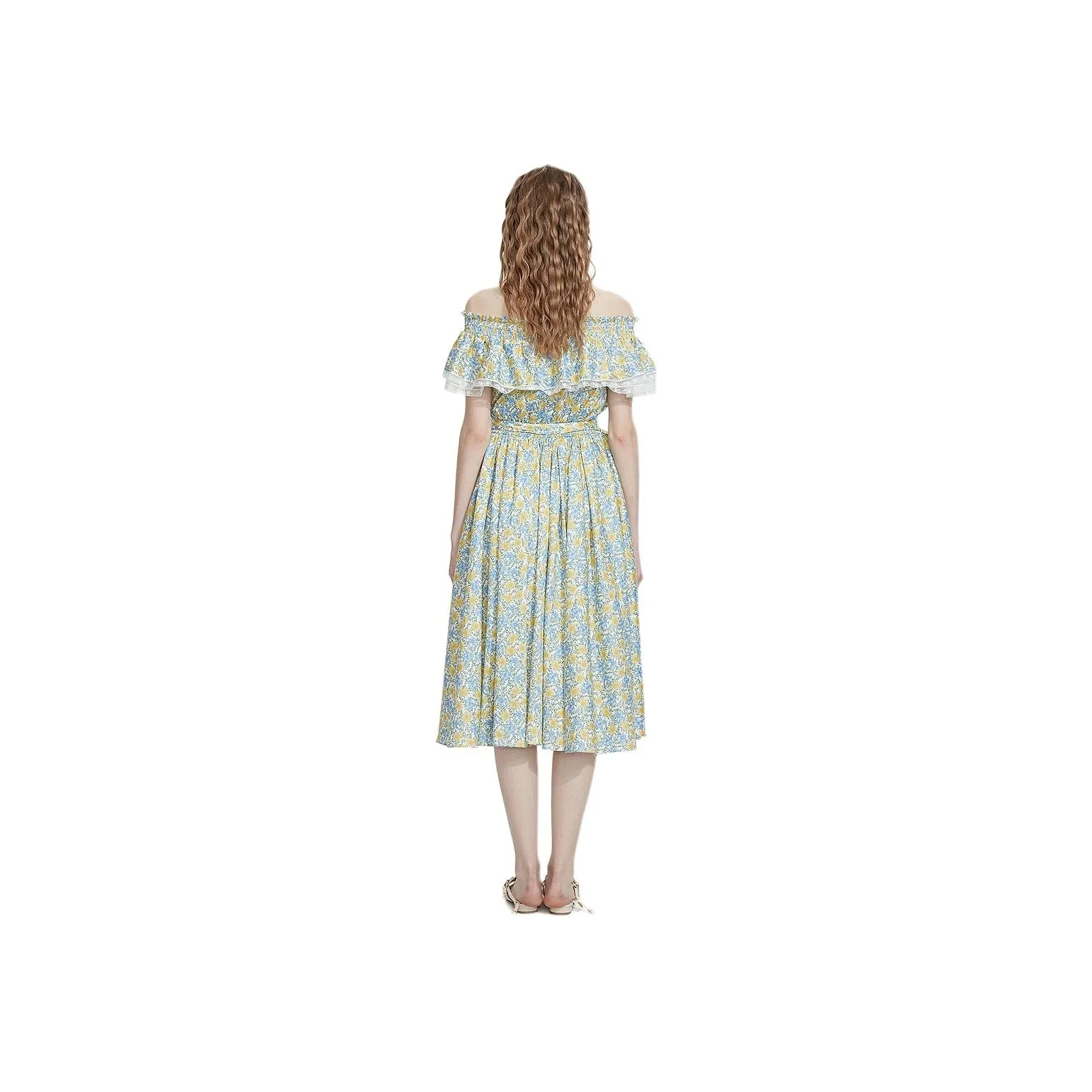 AIVEI Short Sleeved Dress Women's Yellow