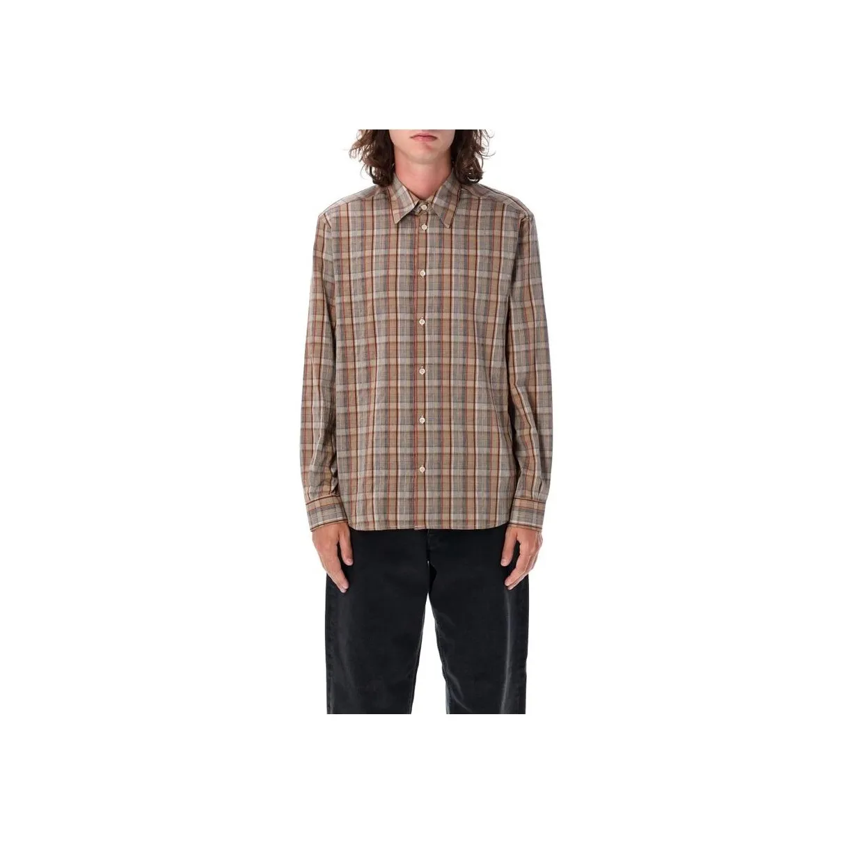 Sunflower Base Check Detailed Long Sleeved Shirt