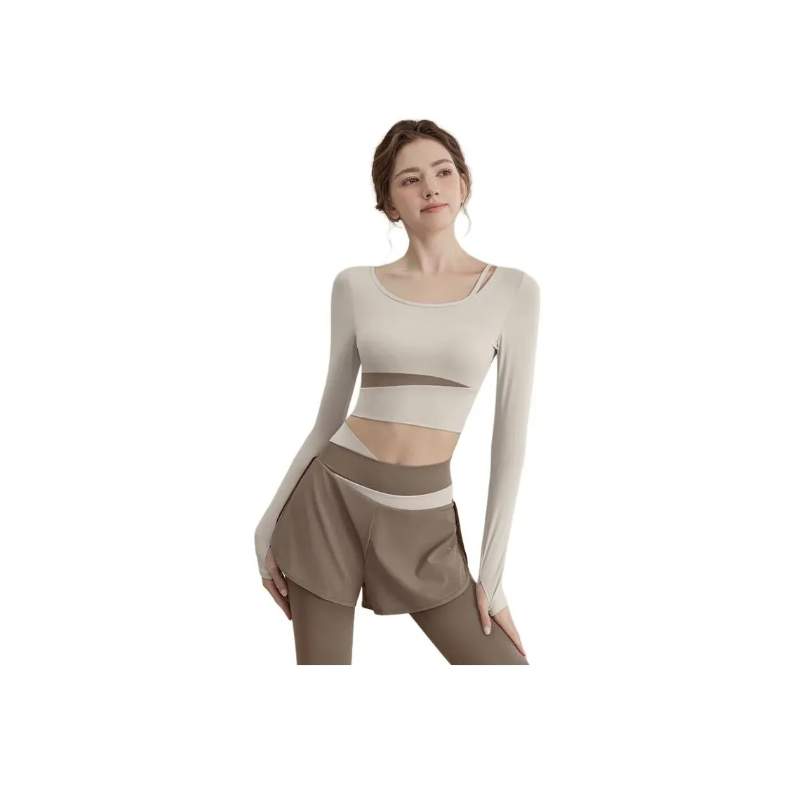 Youyou Workout Clothing Women's Coffee Top