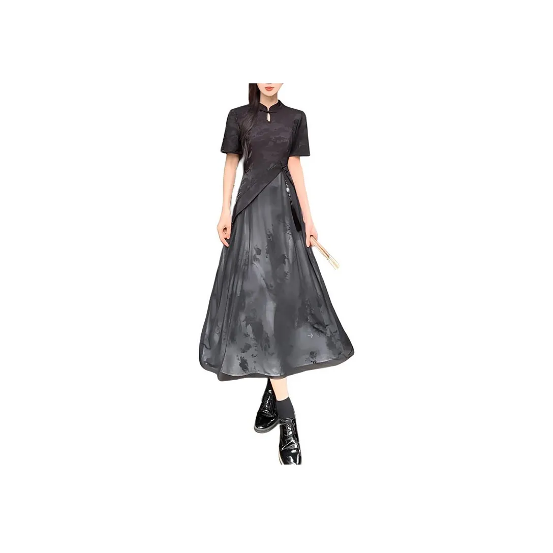 SONDR Короткий рукав Платье Женское Черное