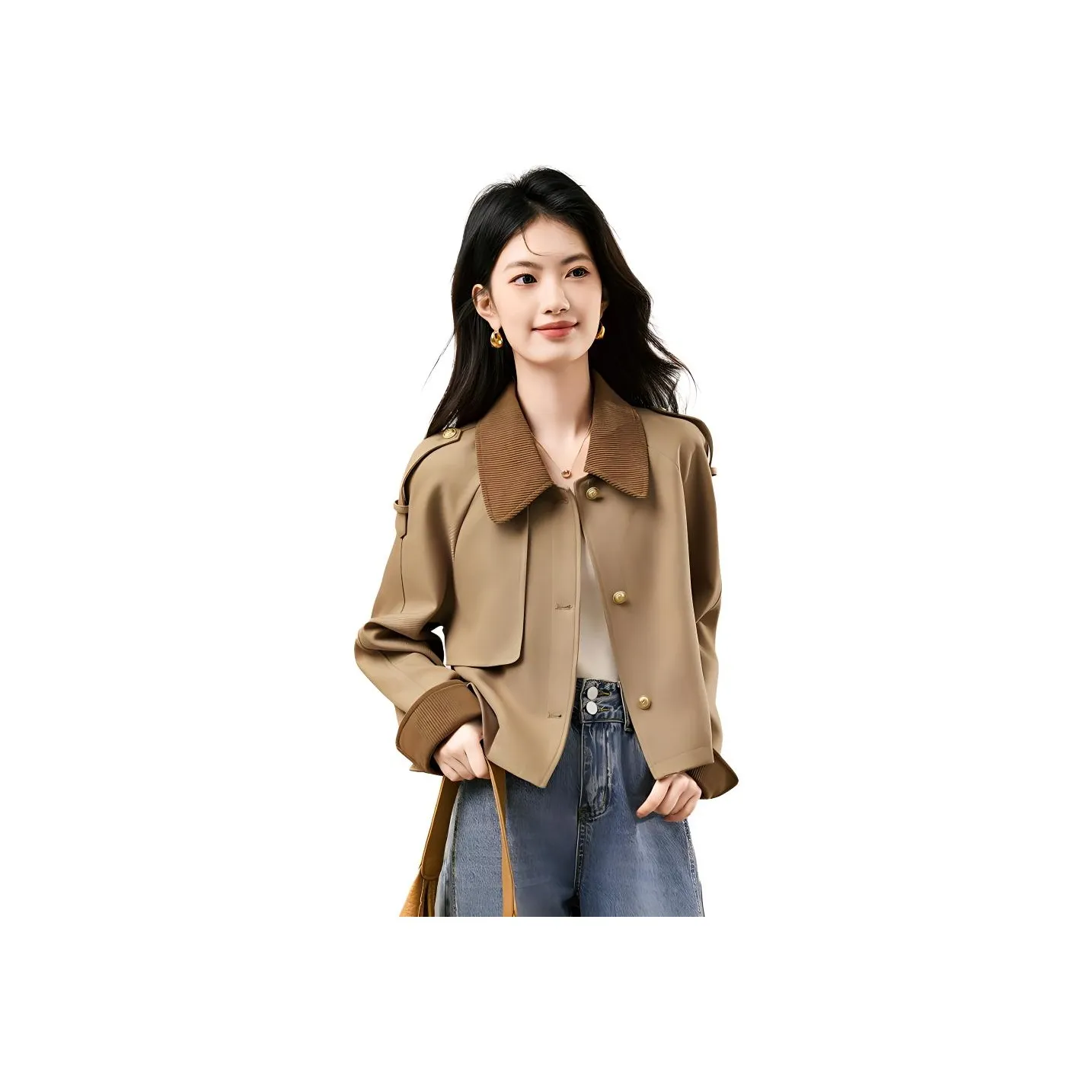 XINFEIYU Тренчкот Женский Хаки