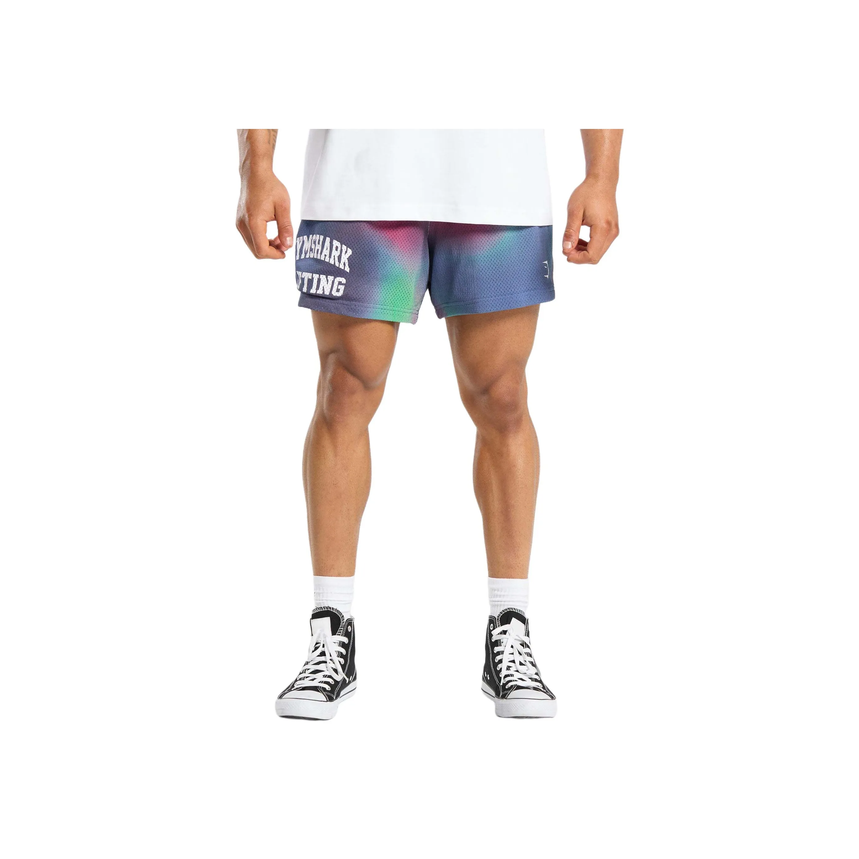 GYMSHARK Печатные Подъемные Сетчатые Шорты 5' Повседневные Шорты Мужские Фиолетовые