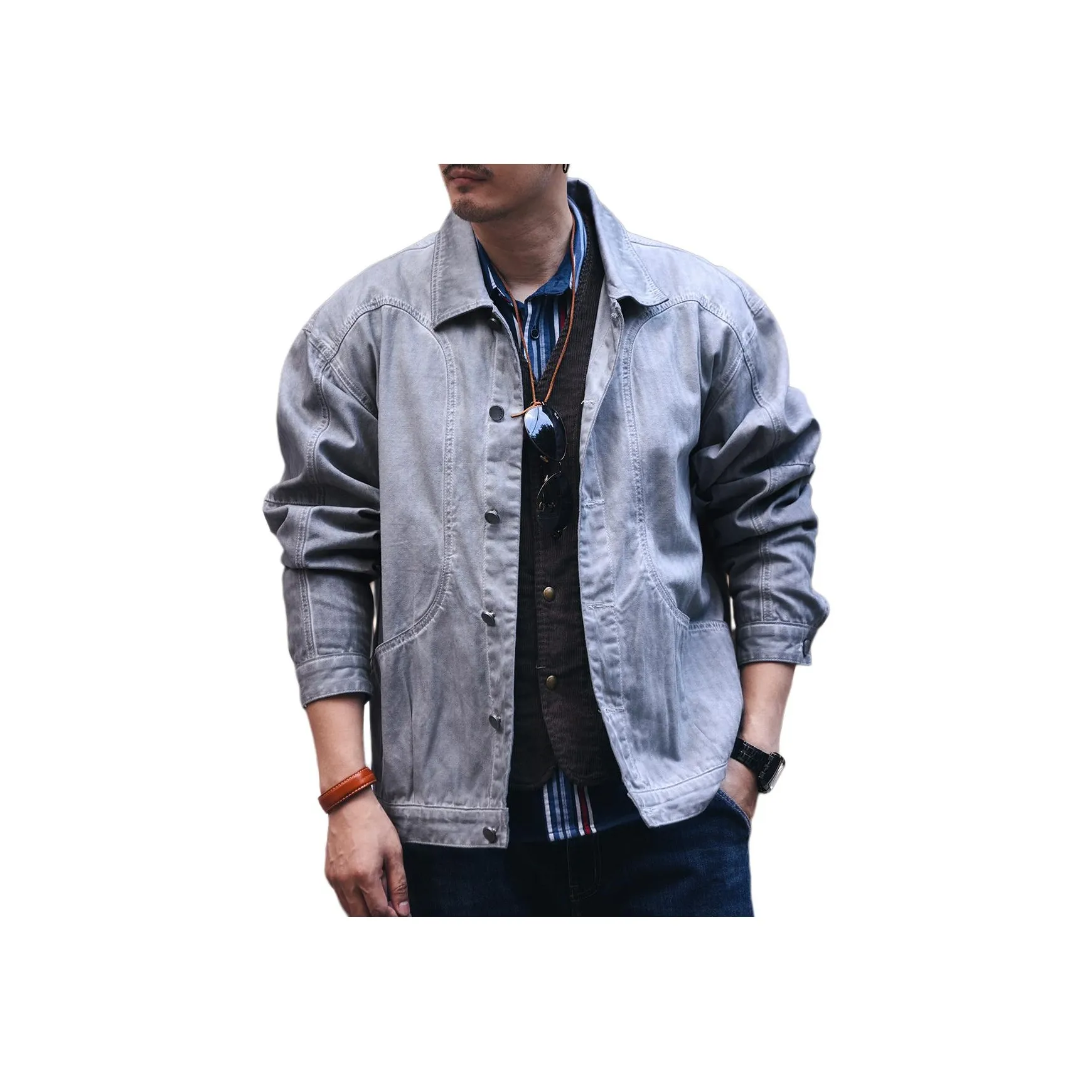 GELANLU Куртки и Пальто Мужской Грязно-Серый